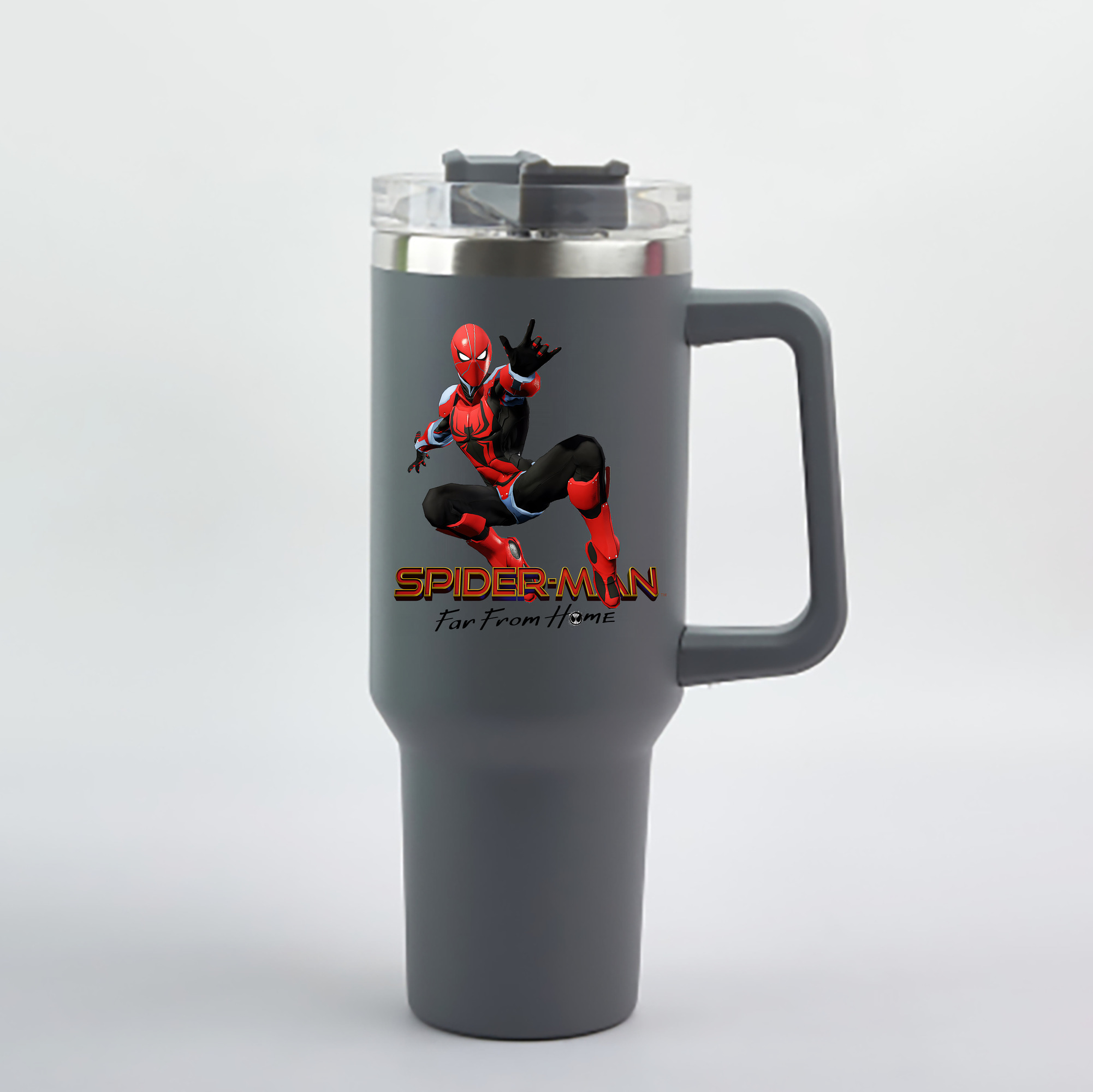（画像用） Spider Man スパイダーマン 1200mL車用タンブラー - クリスタルステッカー（プラスチックストロー付き）