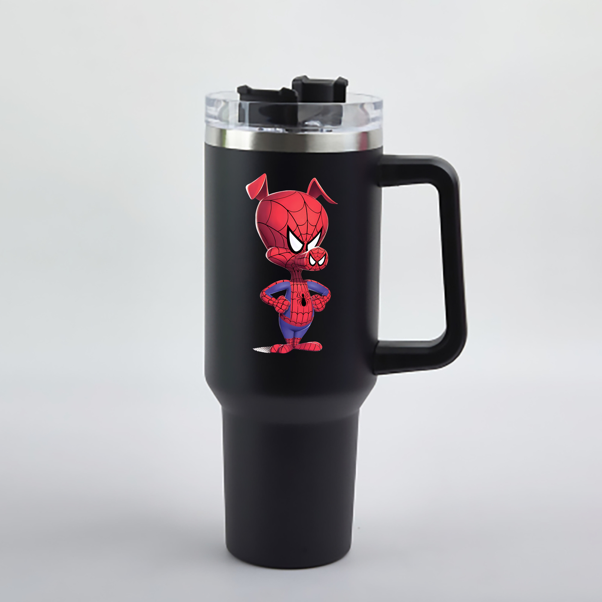 （画像用） Spider Man スパイダーマン 1200mL車用タンブラー - クリスタルステッカー（プラスチックストロー付き）