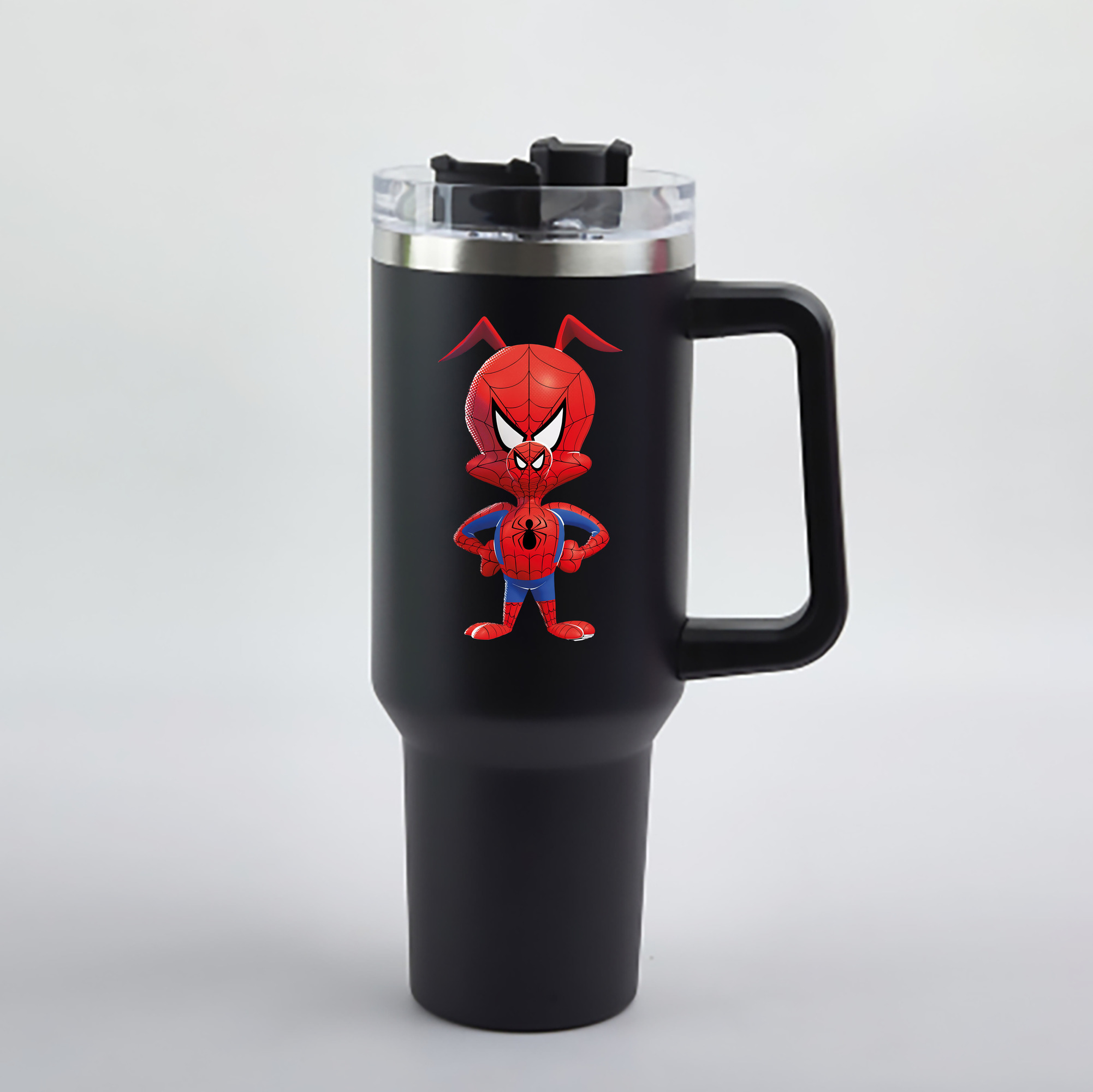 （画像用） Spider Man スパイダーマン 1200mL車用タンブラー - クリスタルステッカー（プラスチックストロー付き）