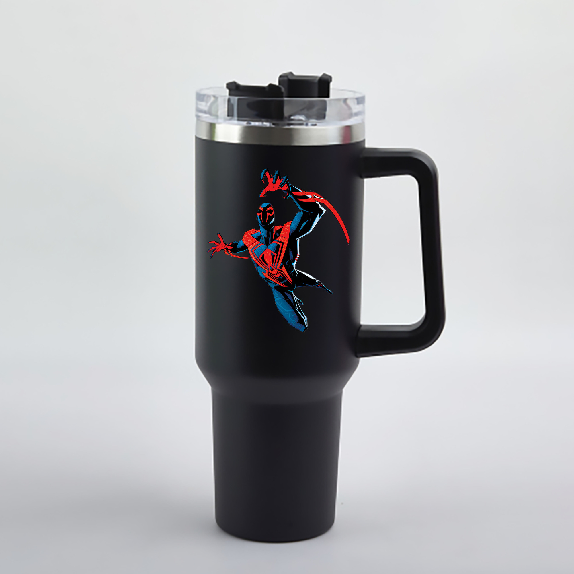 （画像用） Spider Man スパイダーマン 1200mL車用タンブラー - クリスタルステッカー（プラスチックストロー付き）