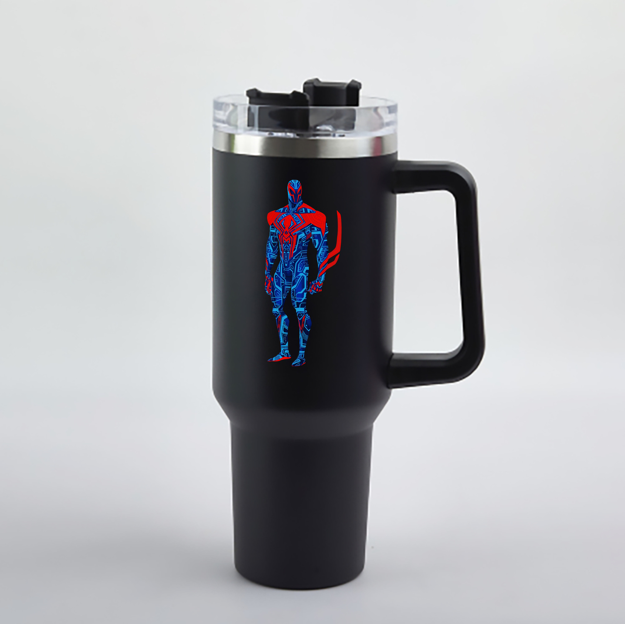 （画像用） Spider Man スパイダーマン 1200mL車用タンブラー - クリスタルステッカー（プラスチックストロー付き）