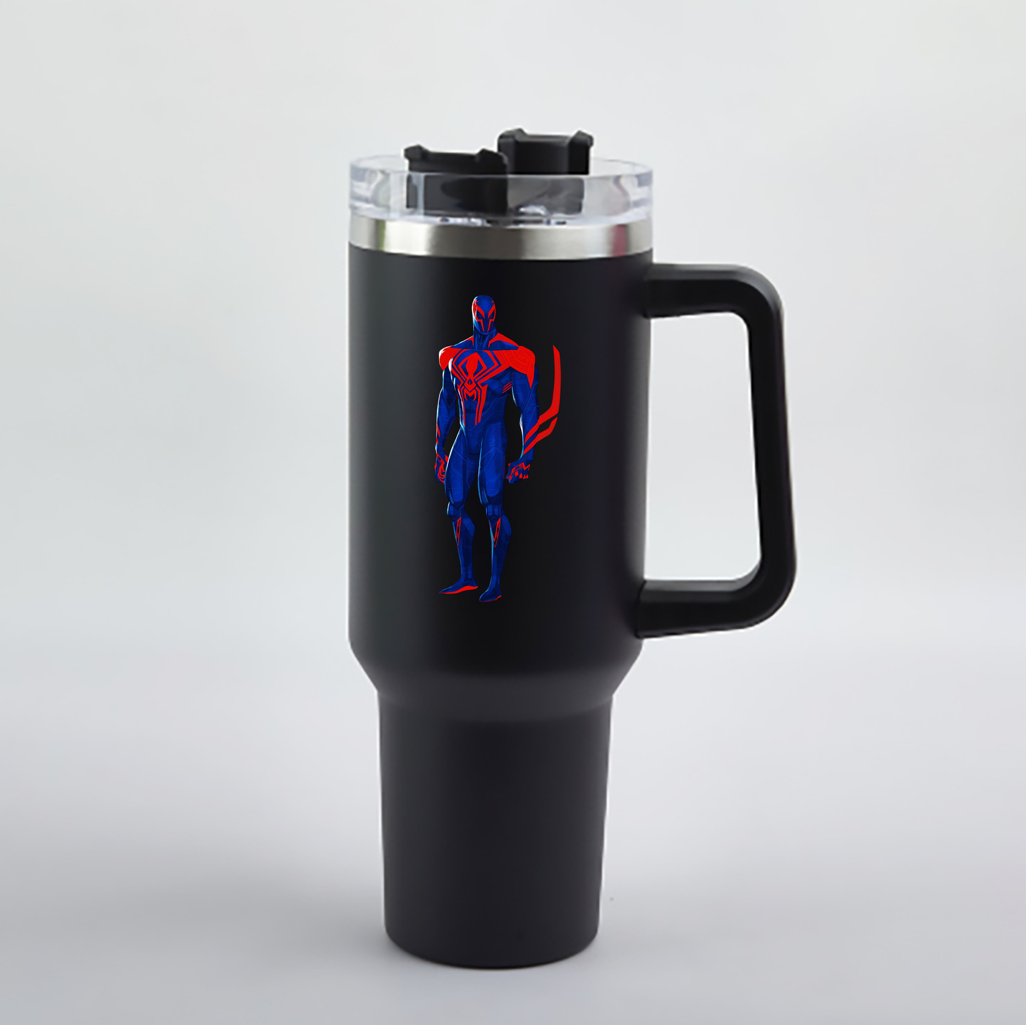 （画像用） Spider Man スパイダーマン 1200mL車用タンブラー - クリスタルステッカー（プラスチックストロー付き）