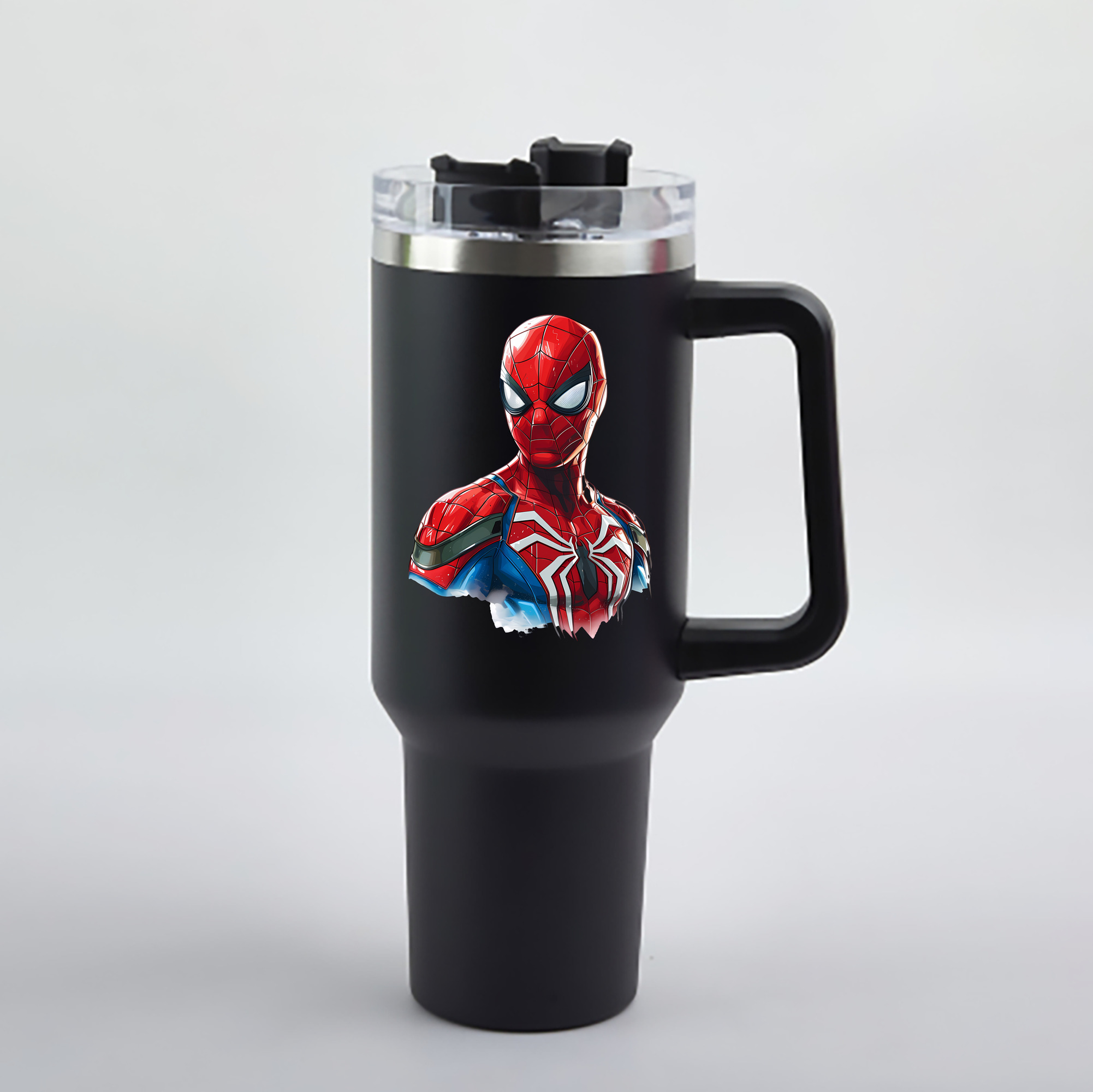 （画像用） Spider Man スパイダーマン 1200mL車用タンブラー - クリスタルステッカー（プラスチックストロー付き）