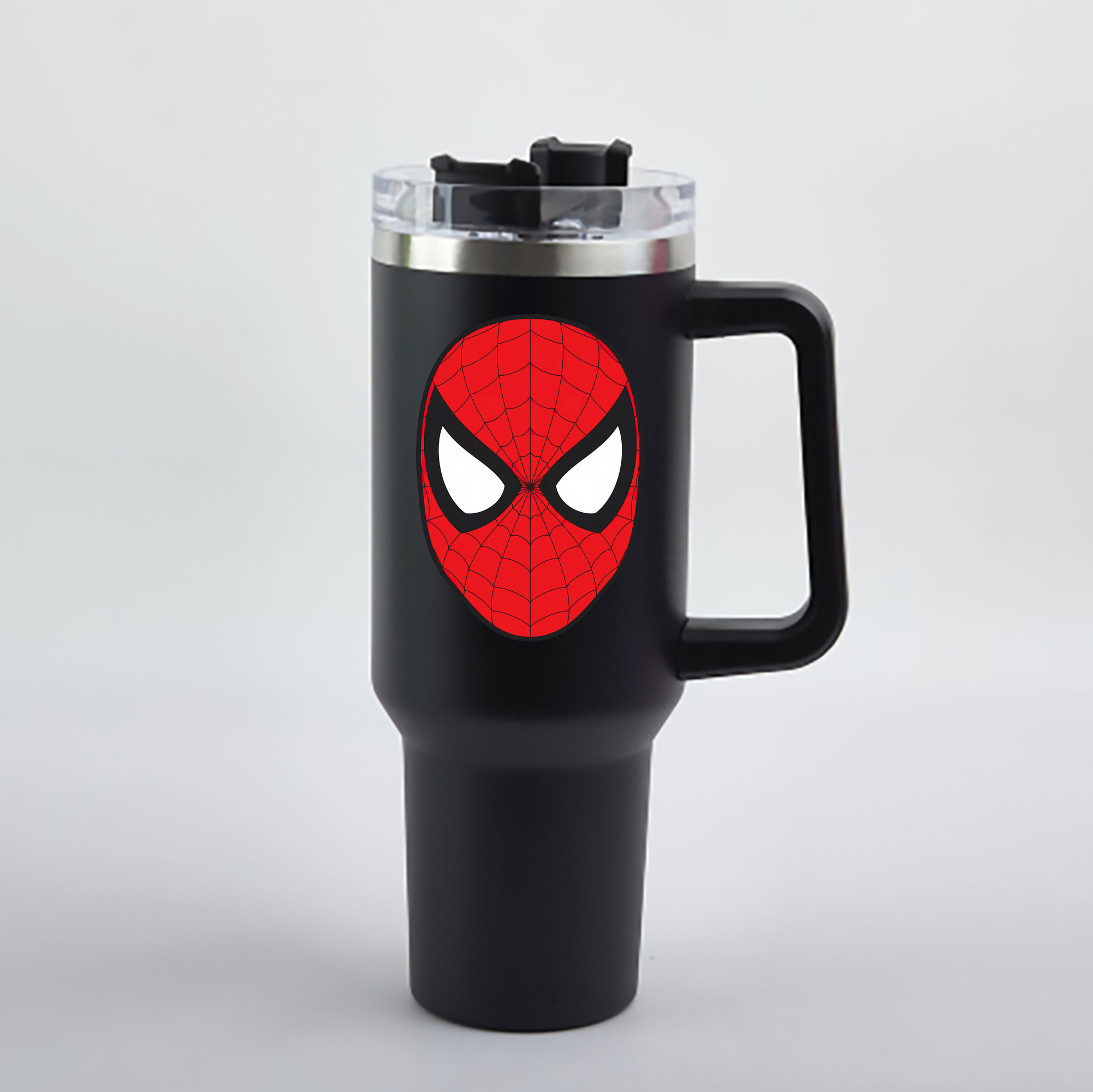 （画像用） Spider Man スパイダーマン 1200mL車用タンブラー - クリスタルステッカー（プラスチックストロー付き）