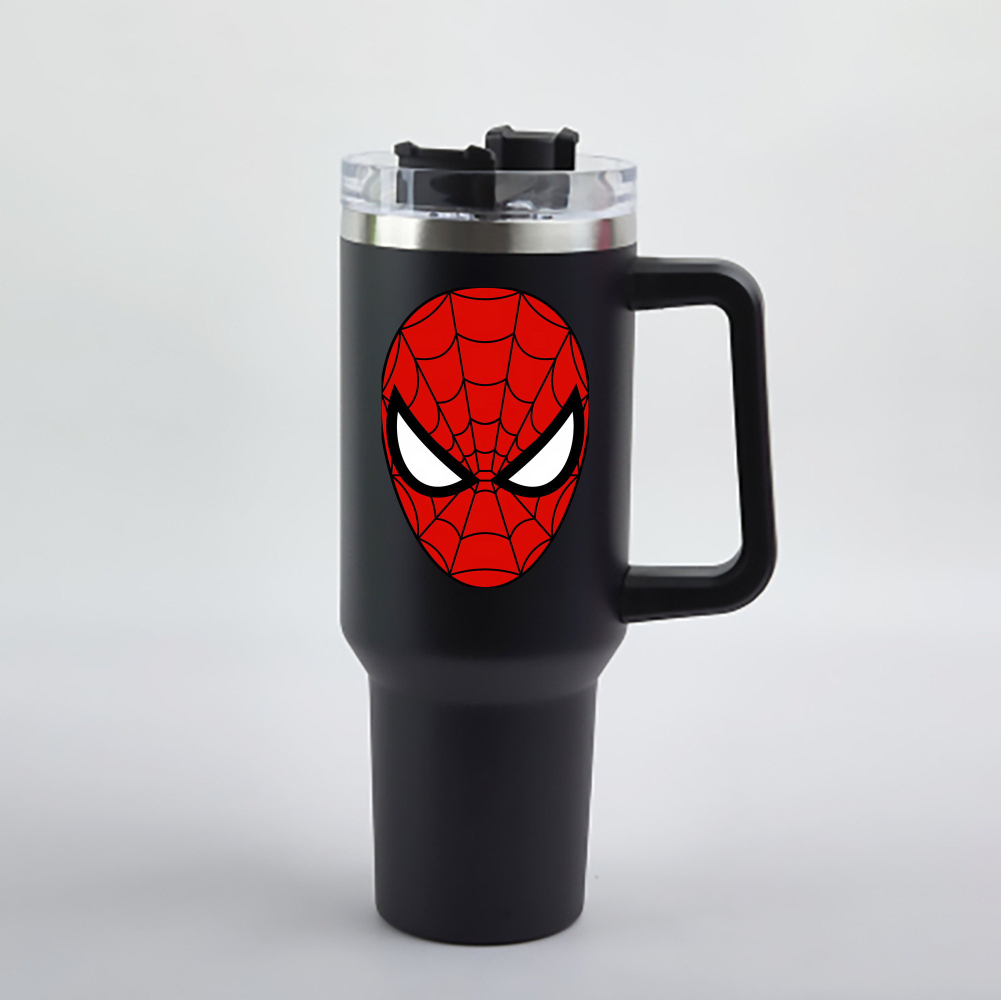 （画像用） Spider Man スパイダーマン 1200mL車用タンブラー - クリスタルステッカー（プラスチックストロー付き）
