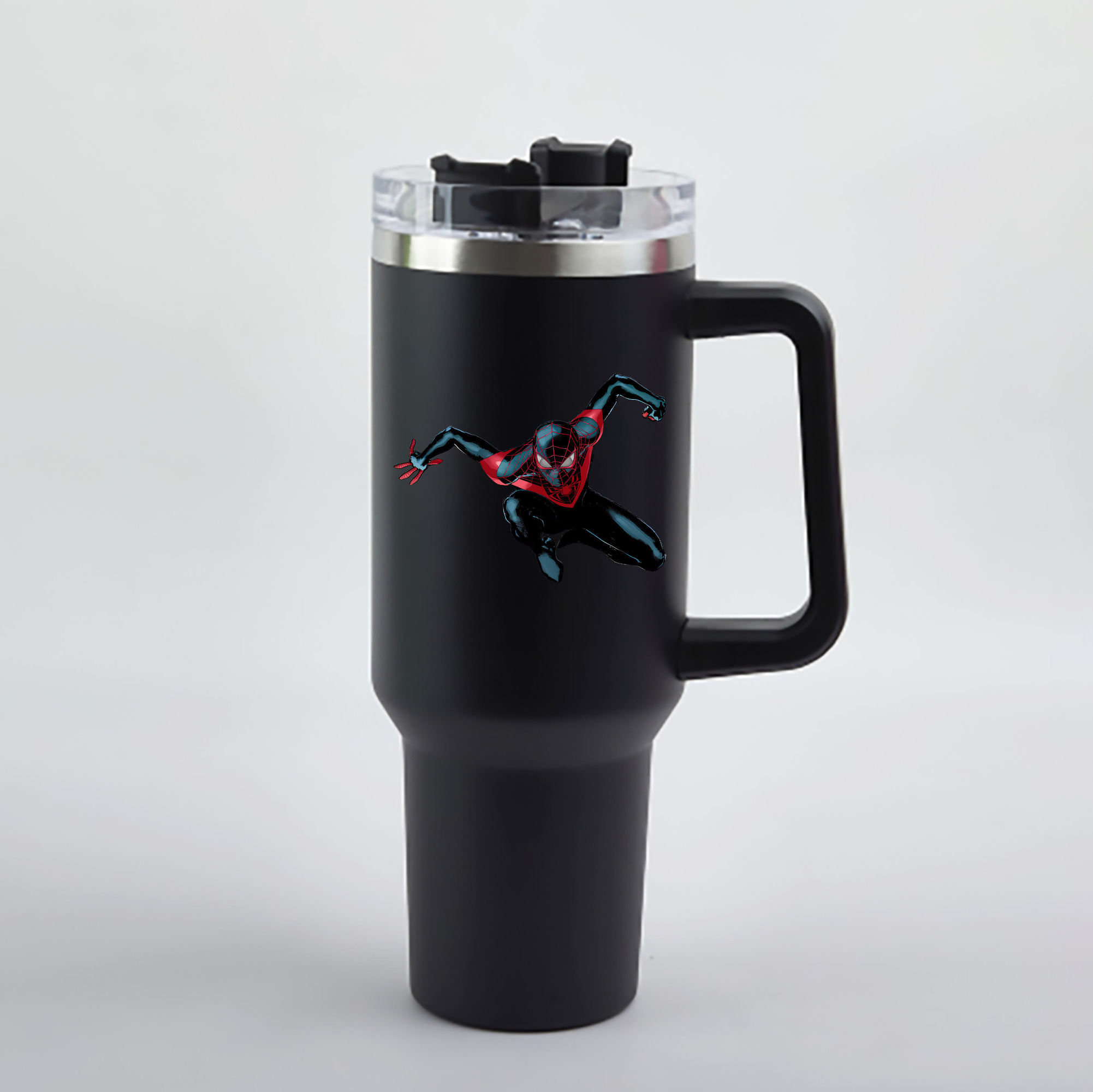 （画像用） Spider Man スパイダーマン 1200mL車用タンブラー - クリスタルステッカー（プラスチックストロー付き）