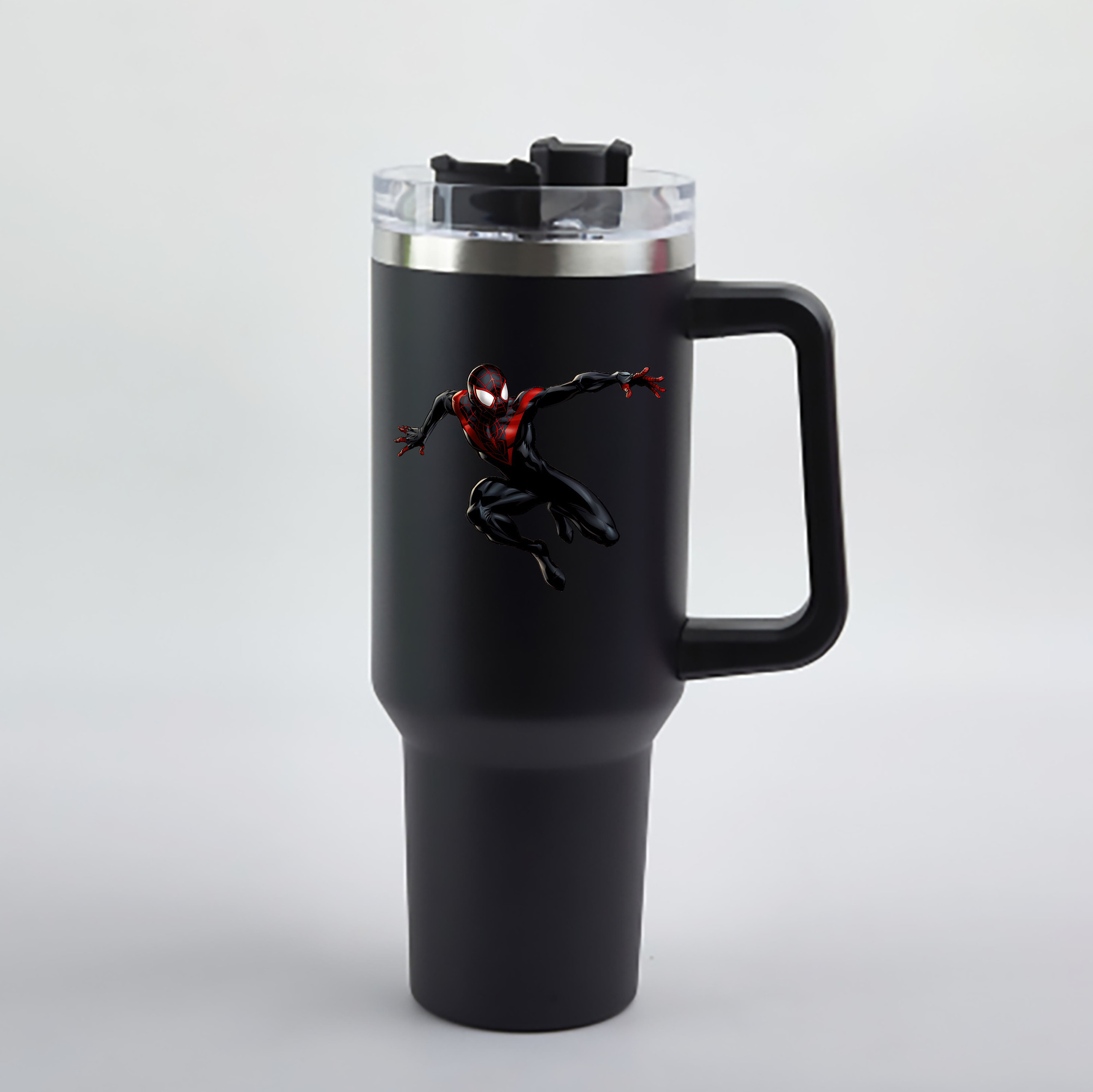 （画像用） Spider Man スパイダーマン 1200mL車用タンブラー - クリスタルステッカー（プラスチックストロー付き）