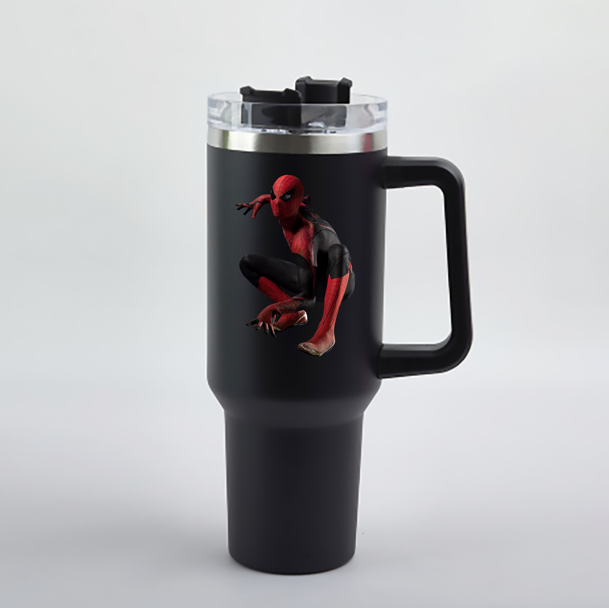 （画像用） Spider Man スパイダーマン 1200mL車用タンブラー - クリスタルステッカー（プラスチックストロー付き）