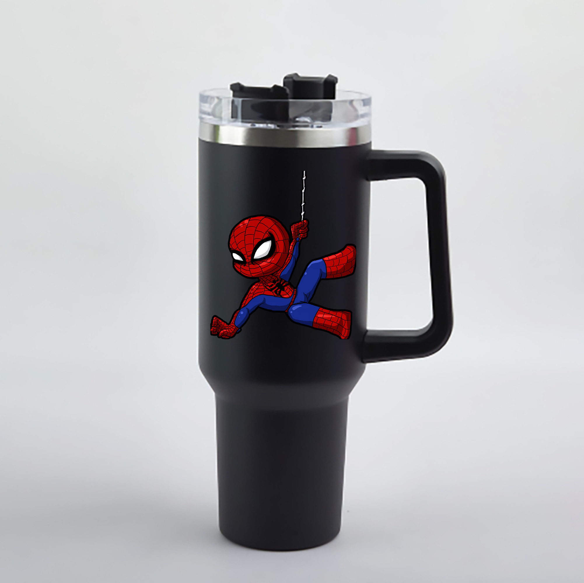 （画像用） Spider Man スパイダーマン 1200mL車用タンブラー - クリスタルステッカー（プラスチックストロー付き）