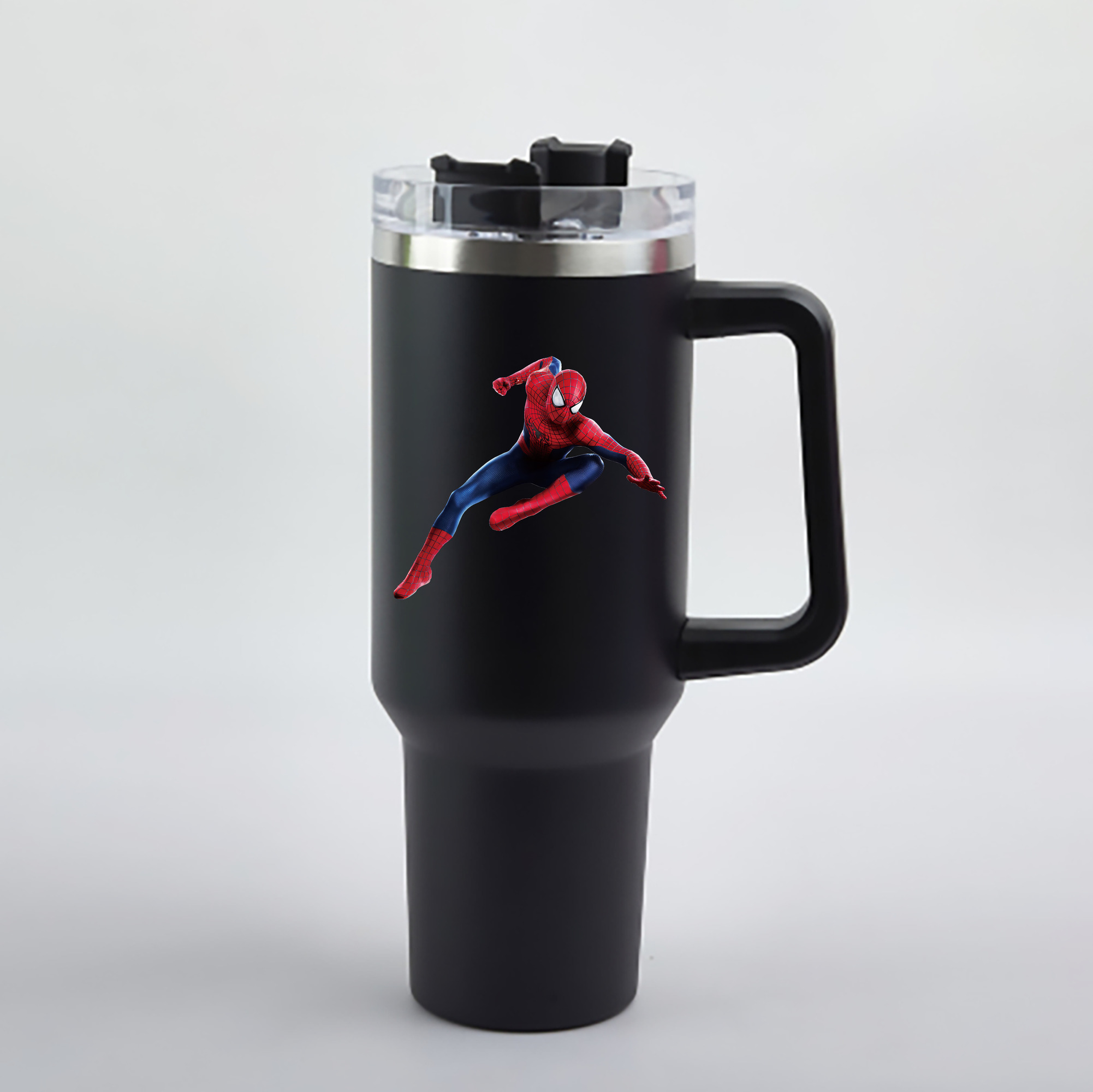 （画像用） Spider Man スパイダーマン 1200mL車用タンブラー - クリスタルステッカー（プラスチックストロー付き）
