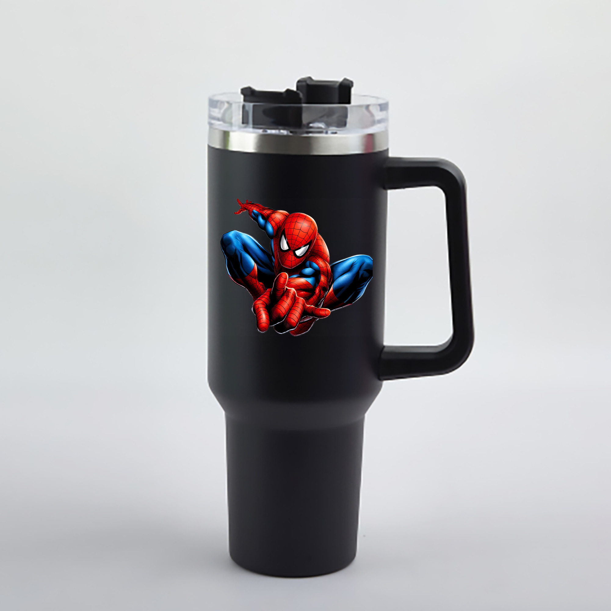 （画像用） Spider Man スパイダーマン 1200mL車用タンブラー - クリスタルステッカー（プラスチックストロー付き）