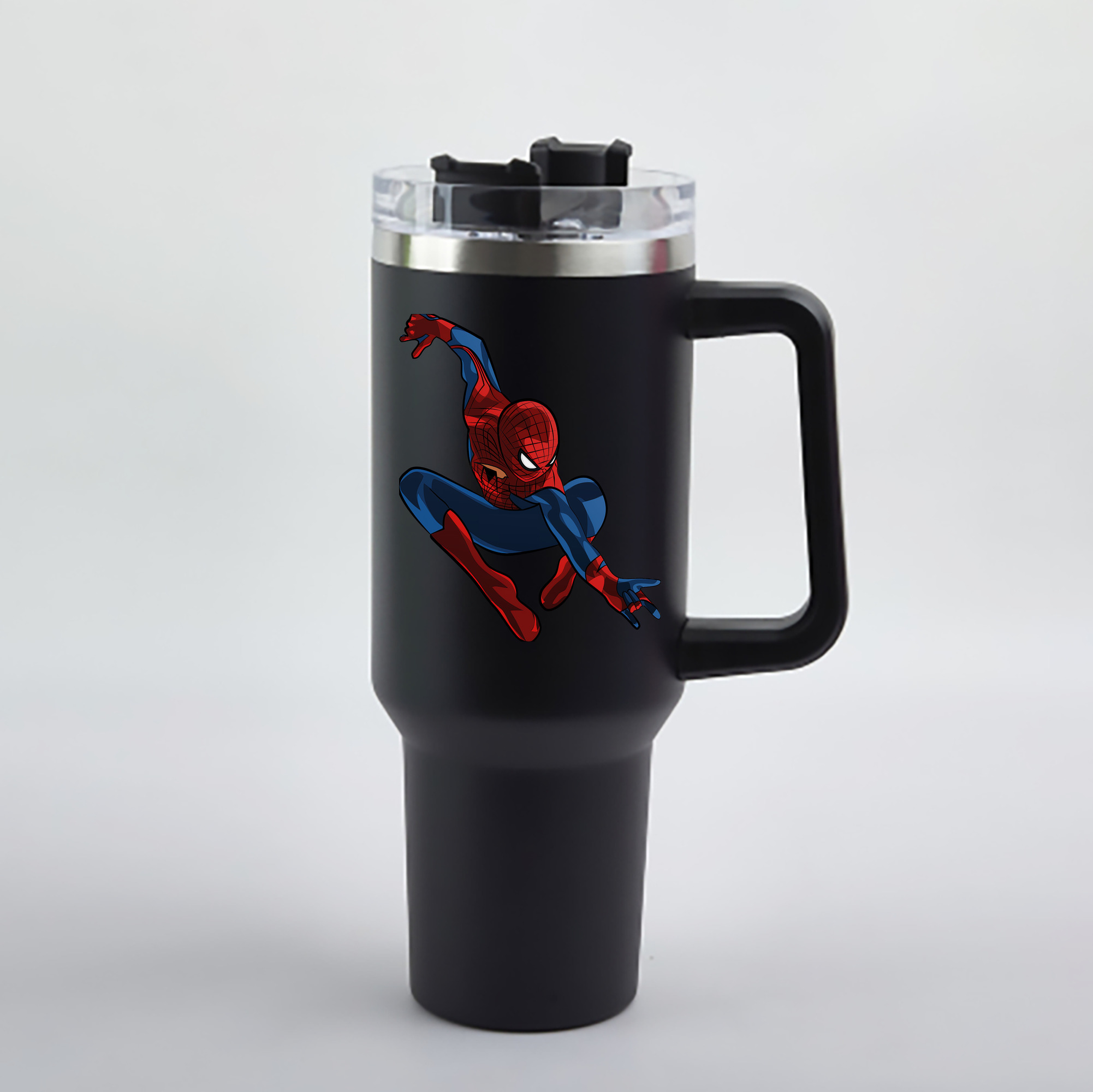 （画像用） Spider Man スパイダーマン 1200mL車用タンブラー - クリスタルステッカー（プラスチックストロー付き）