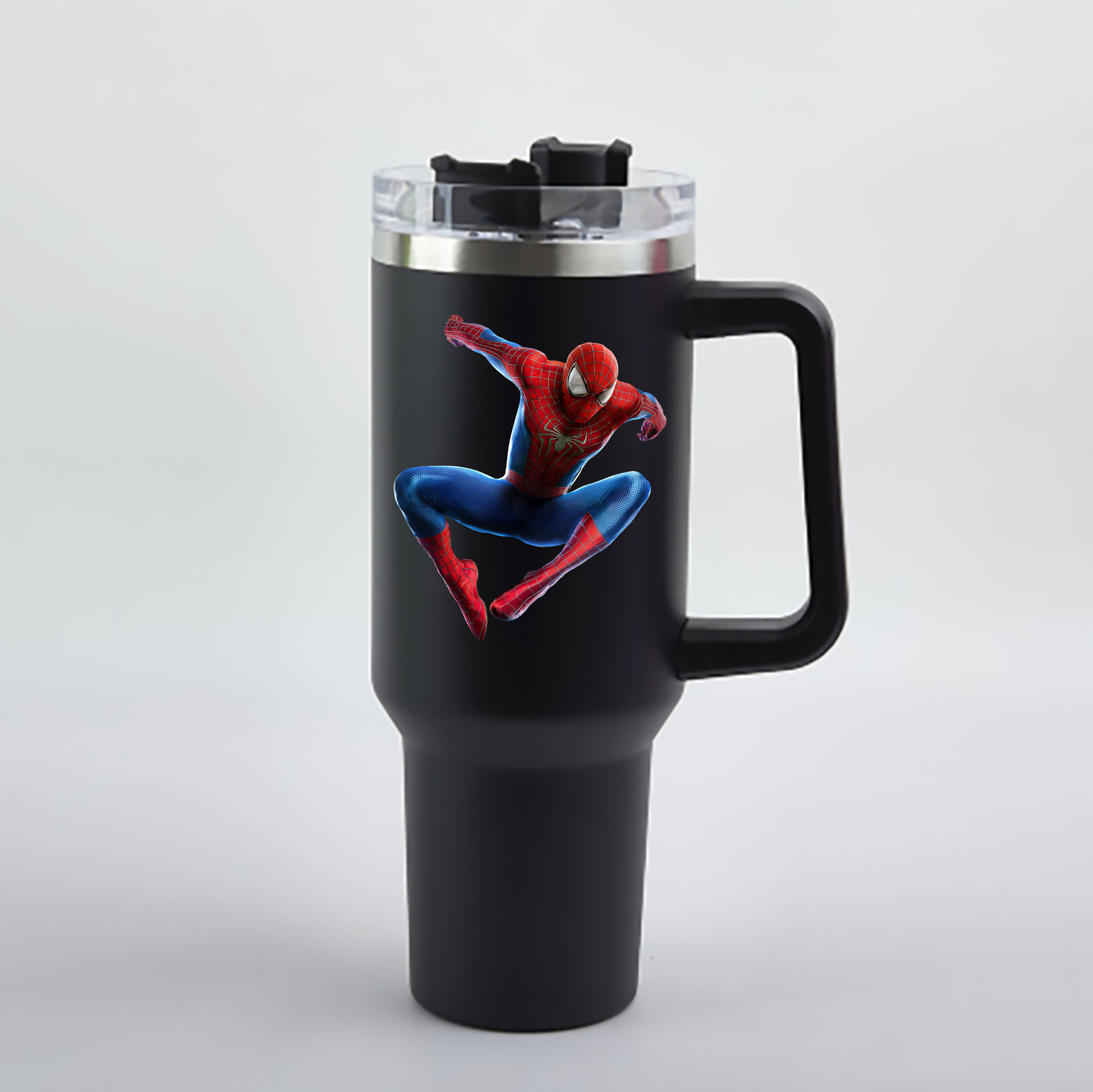 （画像用） Spider Man スパイダーマン 1200mL車用タンブラー - クリスタルステッカー（プラスチックストロー付き）