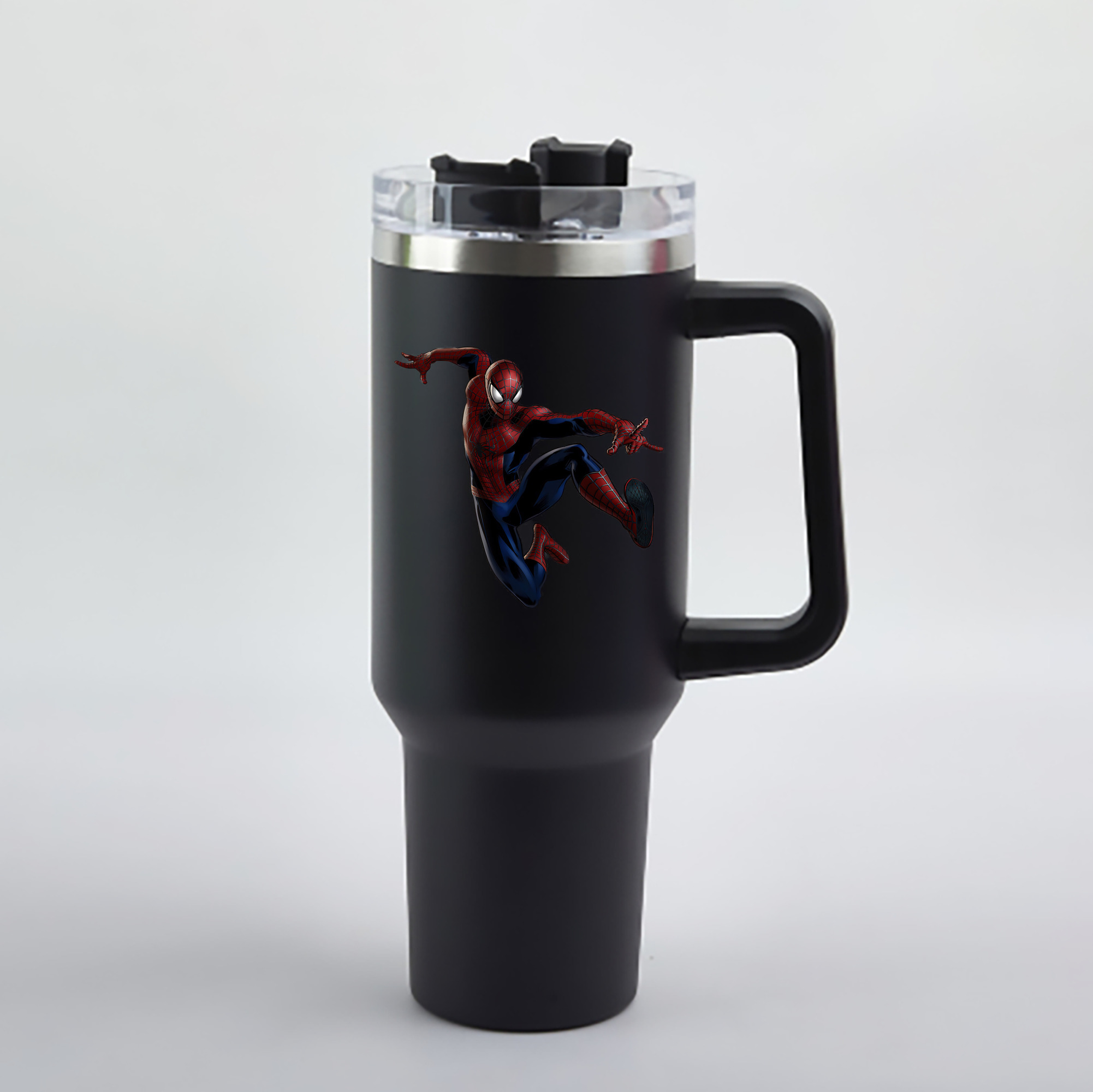 （画像用） Spider Man スパイダーマン 1200mL車用タンブラー - クリスタルステッカー（プラスチックストロー付き）