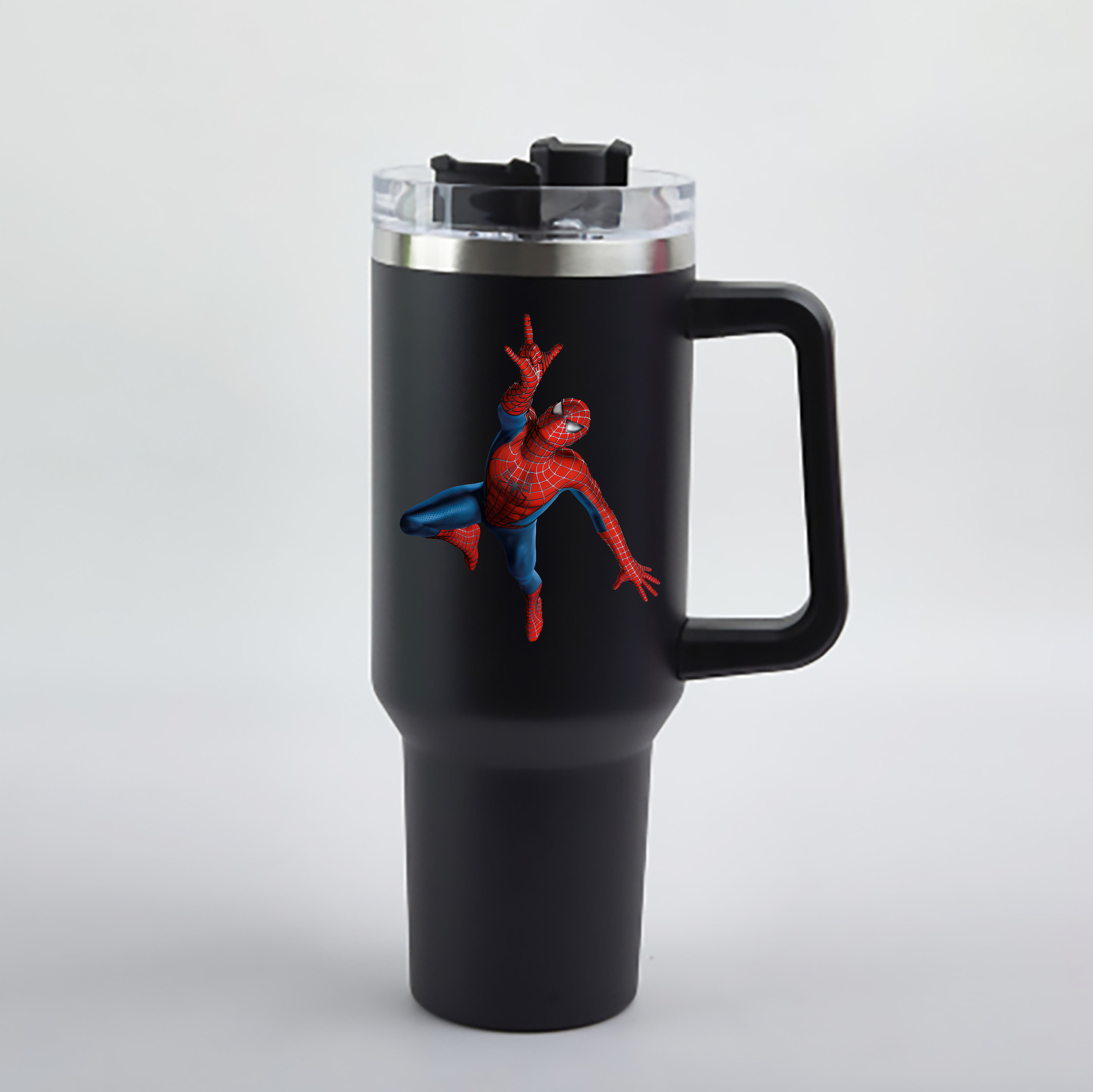 （画像用） Spider Man スパイダーマン 1200mL車用タンブラー - クリスタルステッカー（プラスチックストロー付き）
