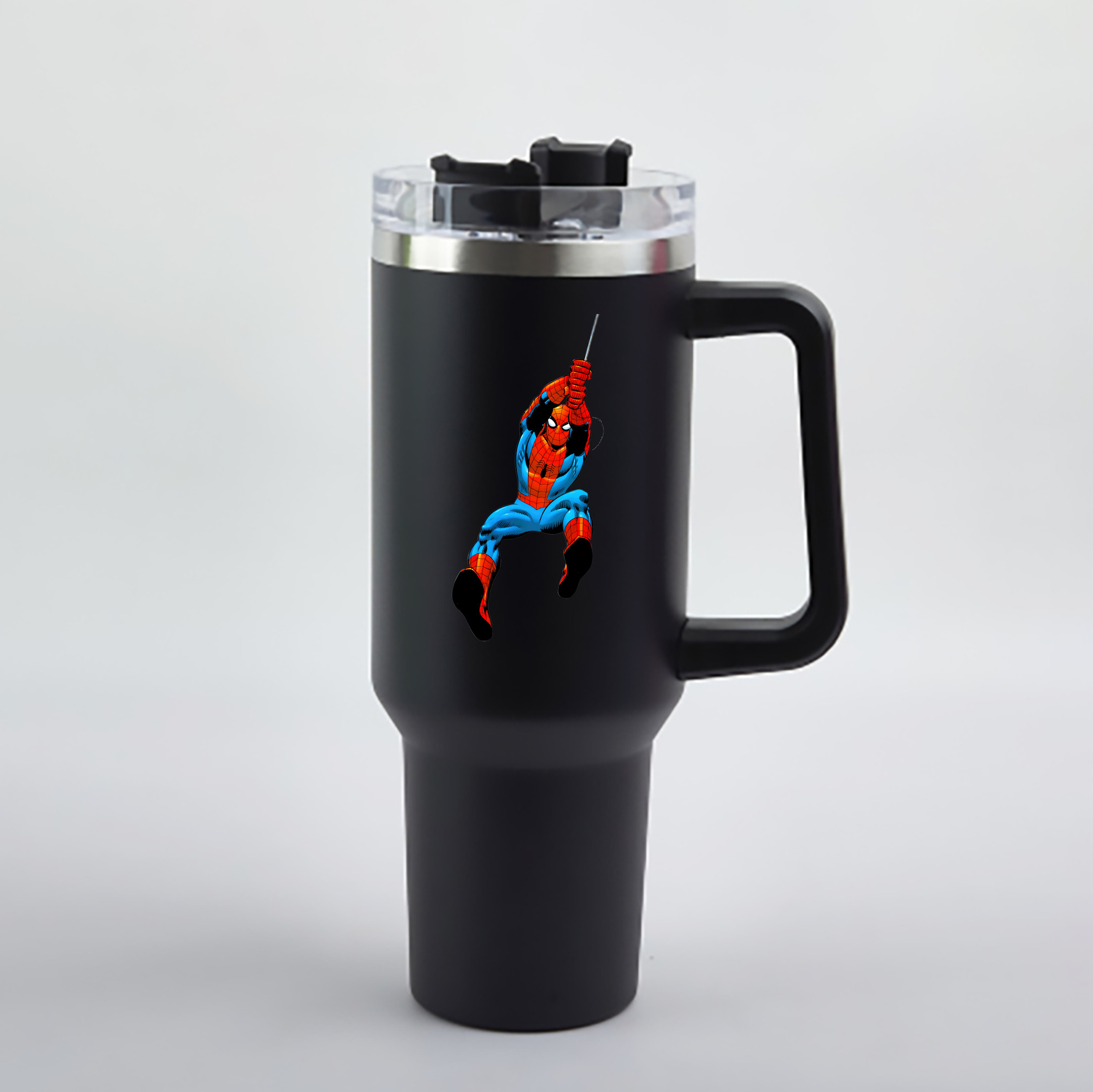 （画像用） Spider Man スパイダーマン 1200mL車用タンブラー - クリスタルステッカー（プラスチックストロー付き）