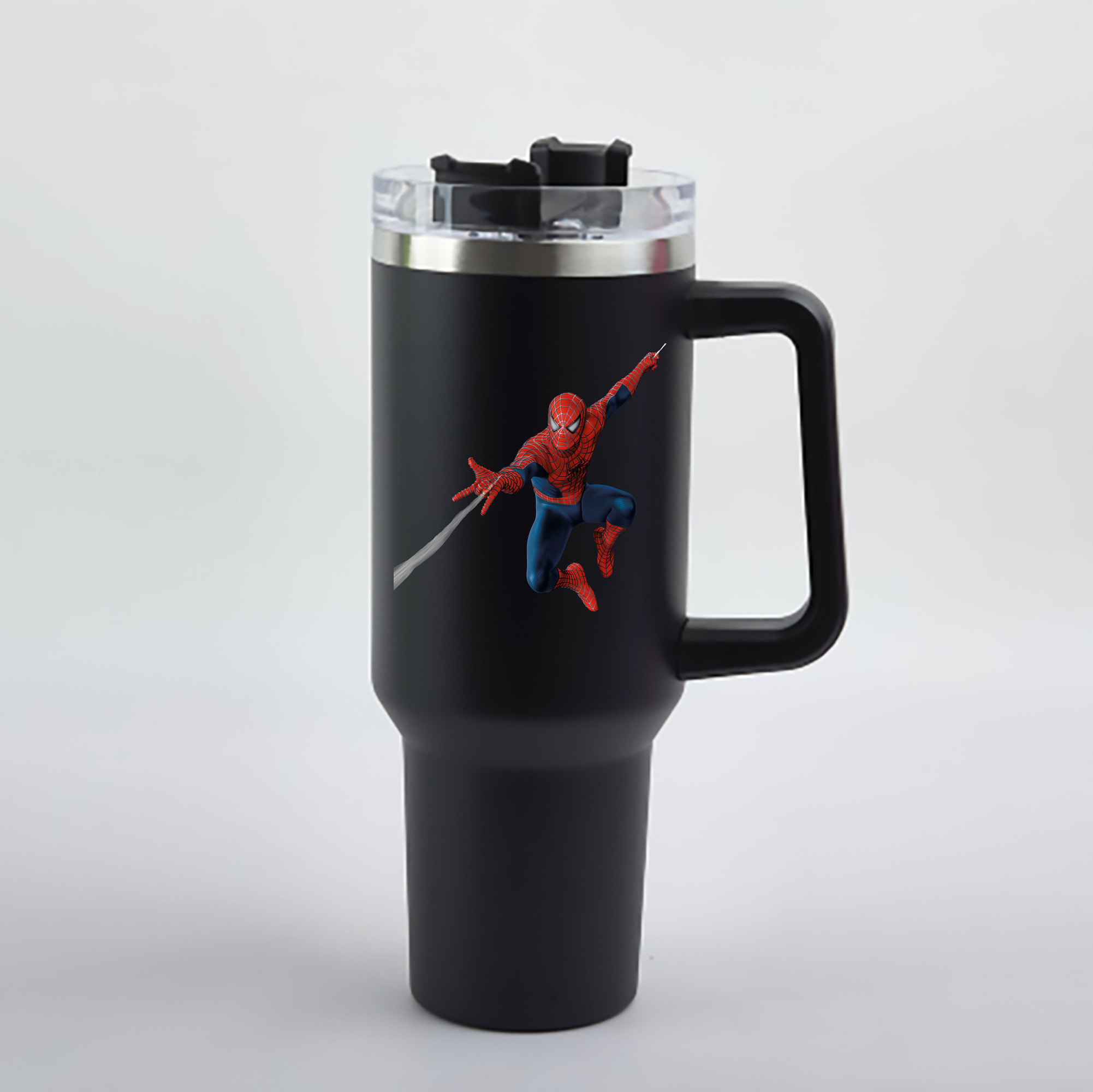 （画像用） Spider Man スパイダーマン 1200mL車用タンブラー - クリスタルステッカー（プラスチックストロー付き）