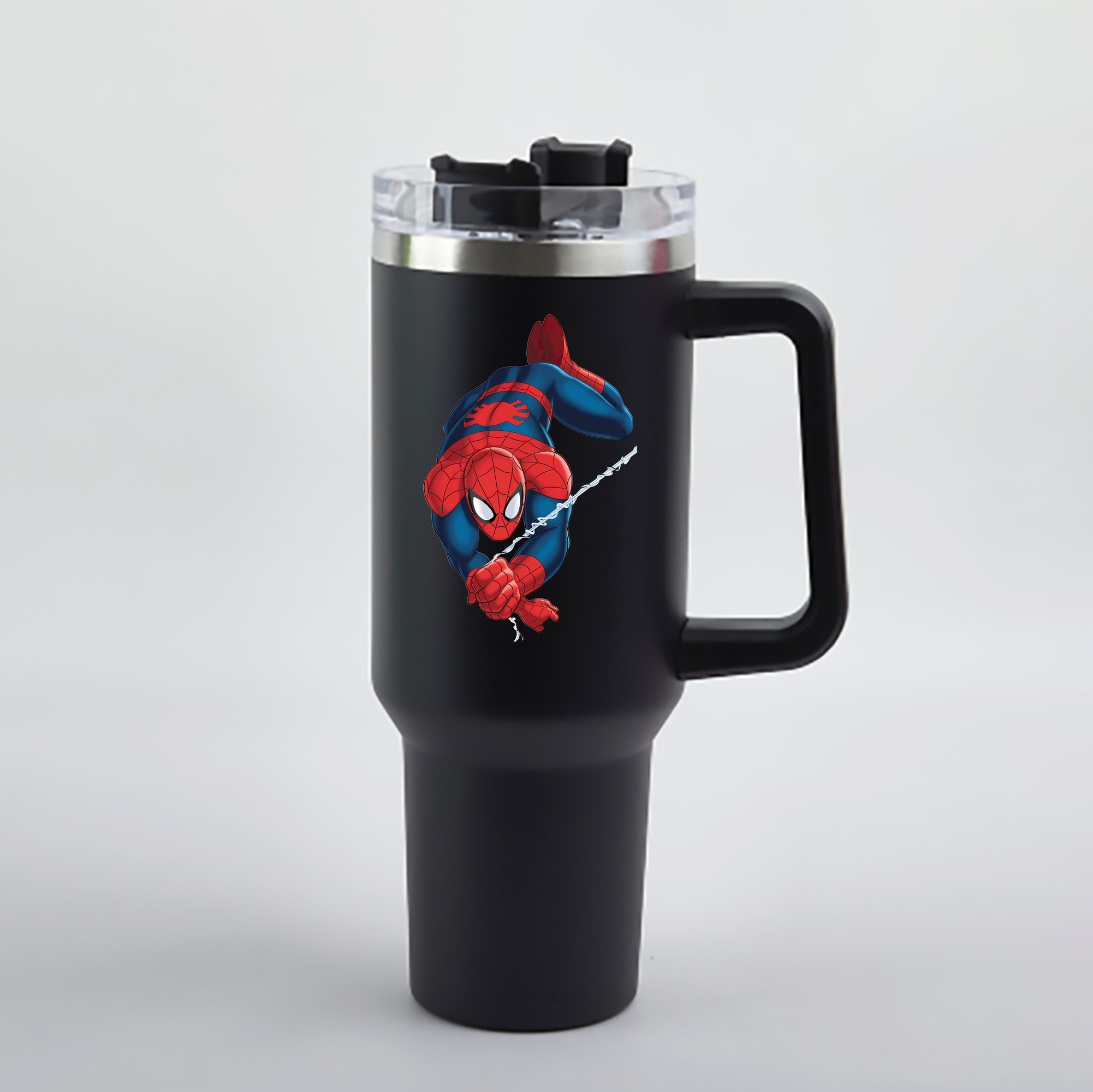 （画像用） Spider Man スパイダーマン 1200mL車用タンブラー - クリスタルステッカー（プラスチックストロー付き）