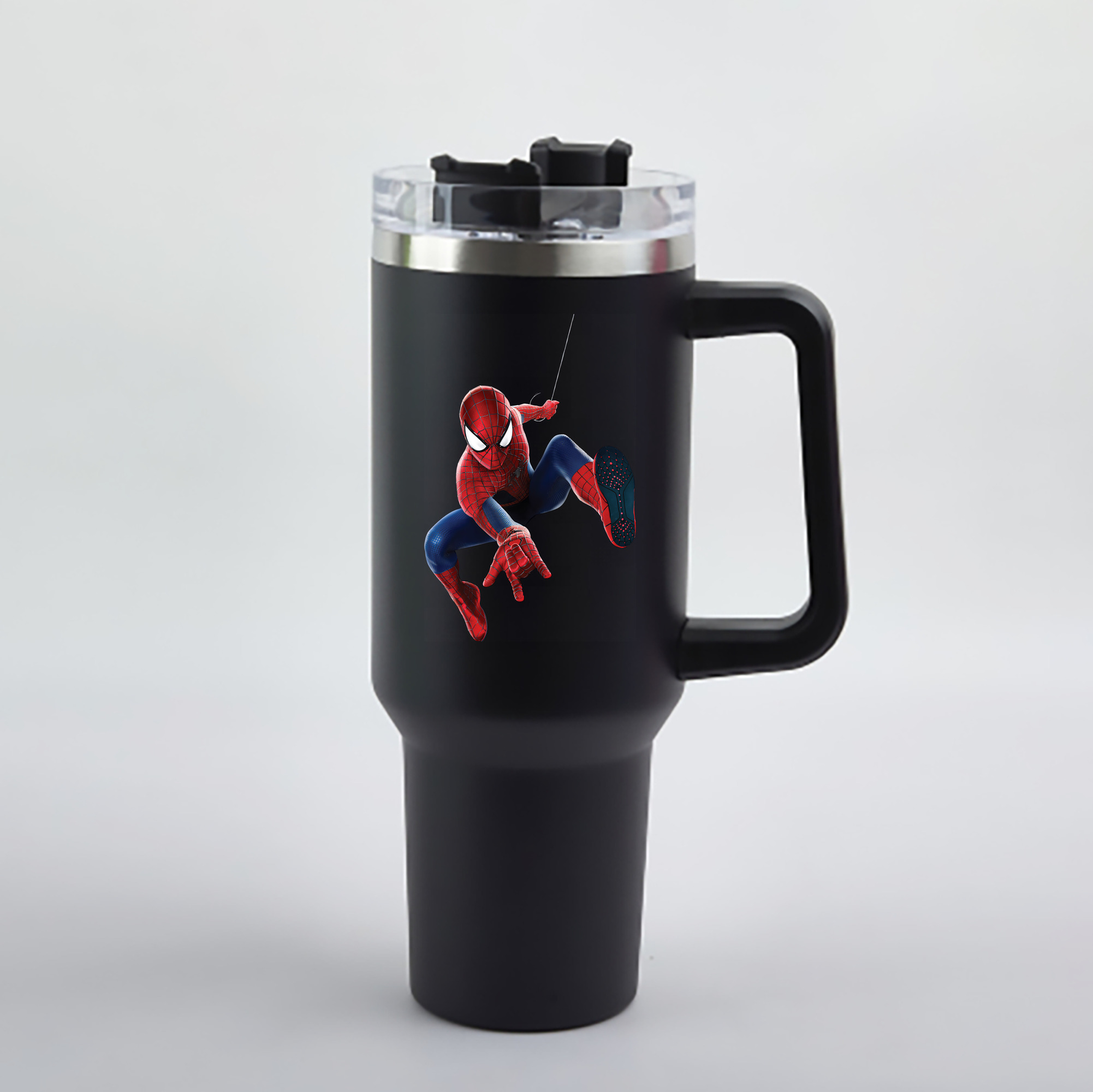 （画像用） Spider Man スパイダーマン 1200mL車用タンブラー - クリスタルステッカー（プラスチックストロー付き）