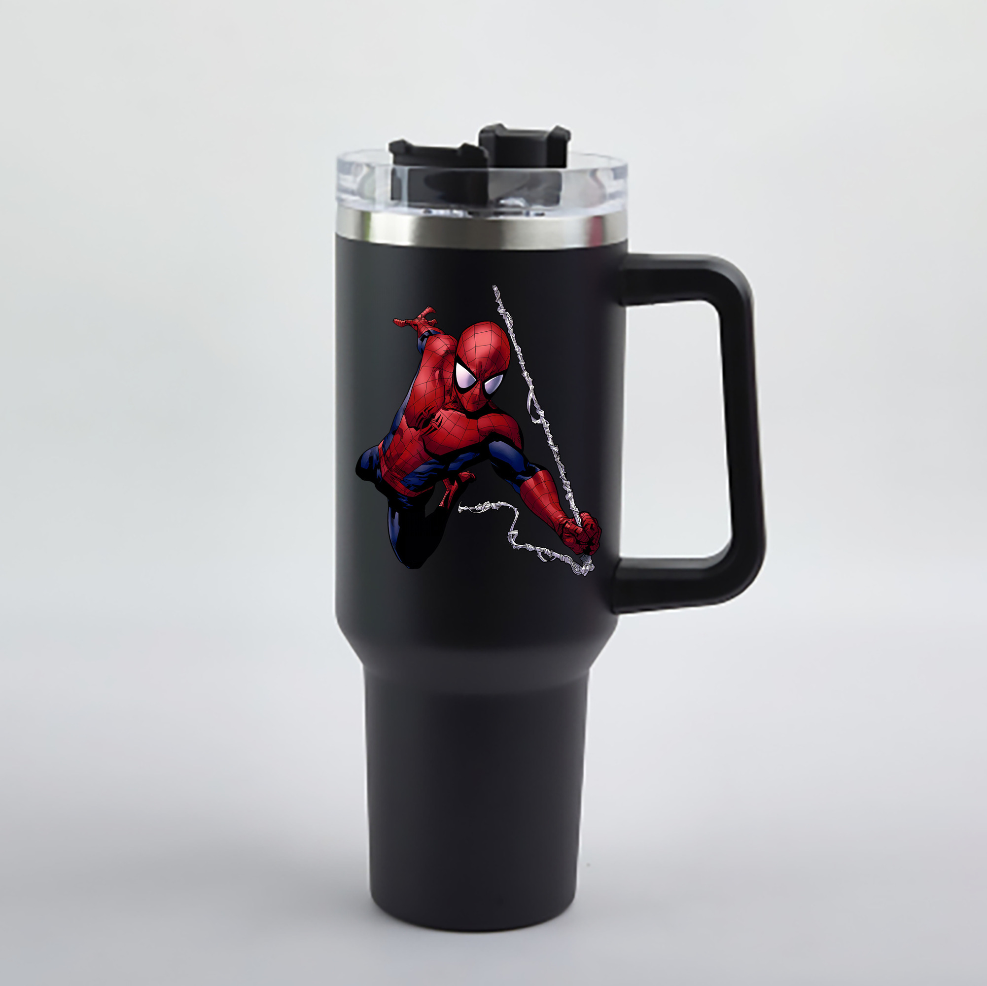 （画像用） Spider Man スパイダーマン 1200mL車用タンブラー - クリスタルステッカー（プラスチックストロー付き）
