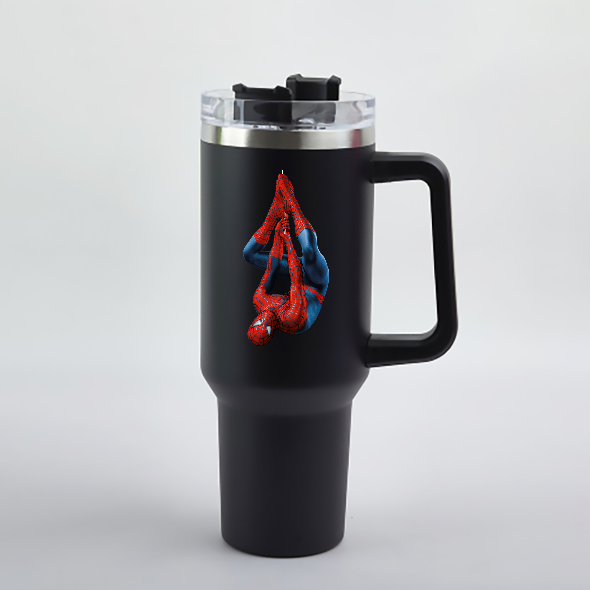 （画像用） Spider Man スパイダーマン 1200mL車用タンブラー - クリスタルステッカー（プラスチックストロー付き）