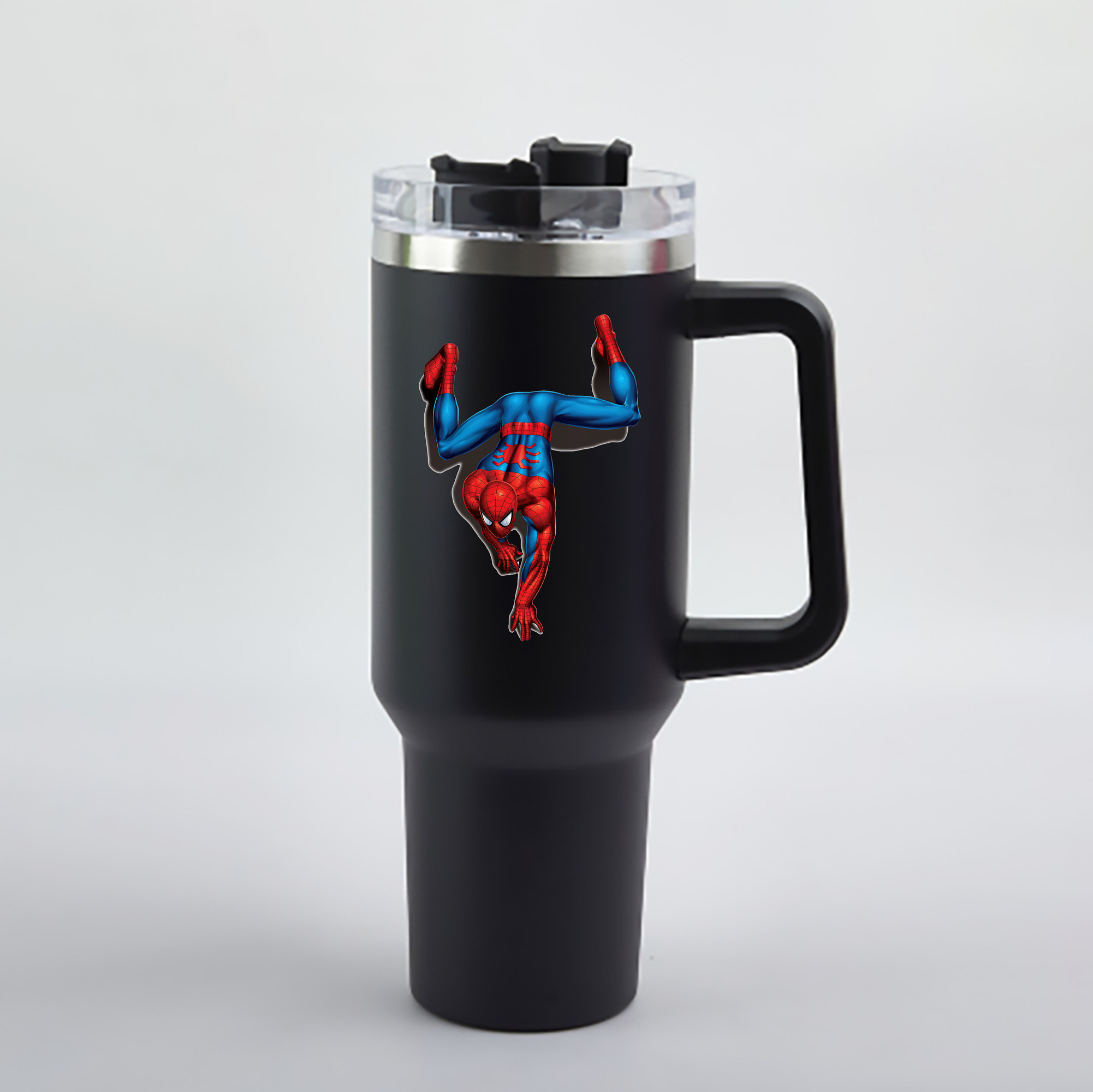 （画像用） Spider Man スパイダーマン 1200mL車用タンブラー - クリスタルステッカー（プラスチックストロー付き）