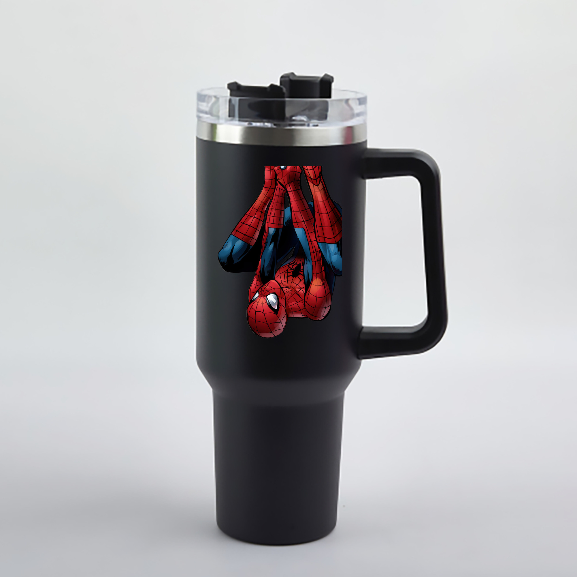 （画像用） Spider Man スパイダーマン 1200mL車用タンブラー - クリスタルステッカー（プラスチックストロー付き）