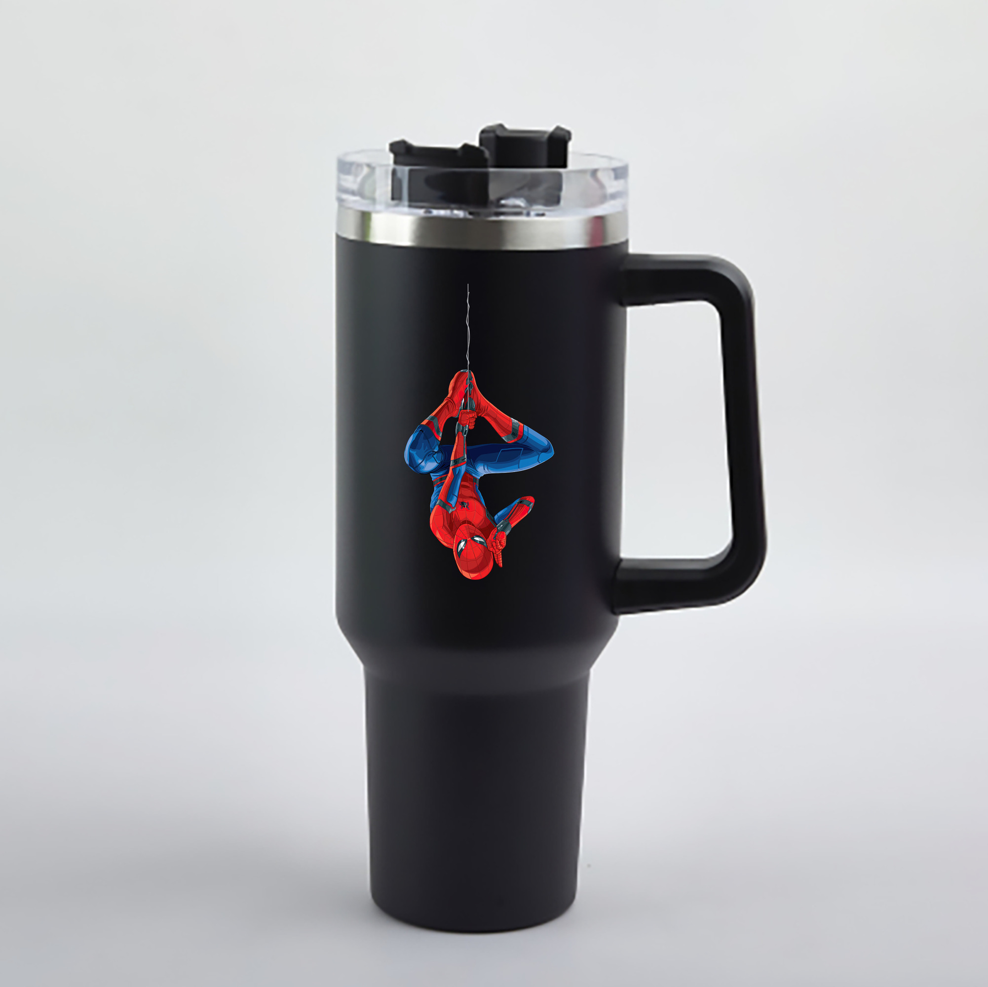 （画像用） Spider Man スパイダーマン 1200mL車用タンブラー - クリスタルステッカー（プラスチックストロー付き）