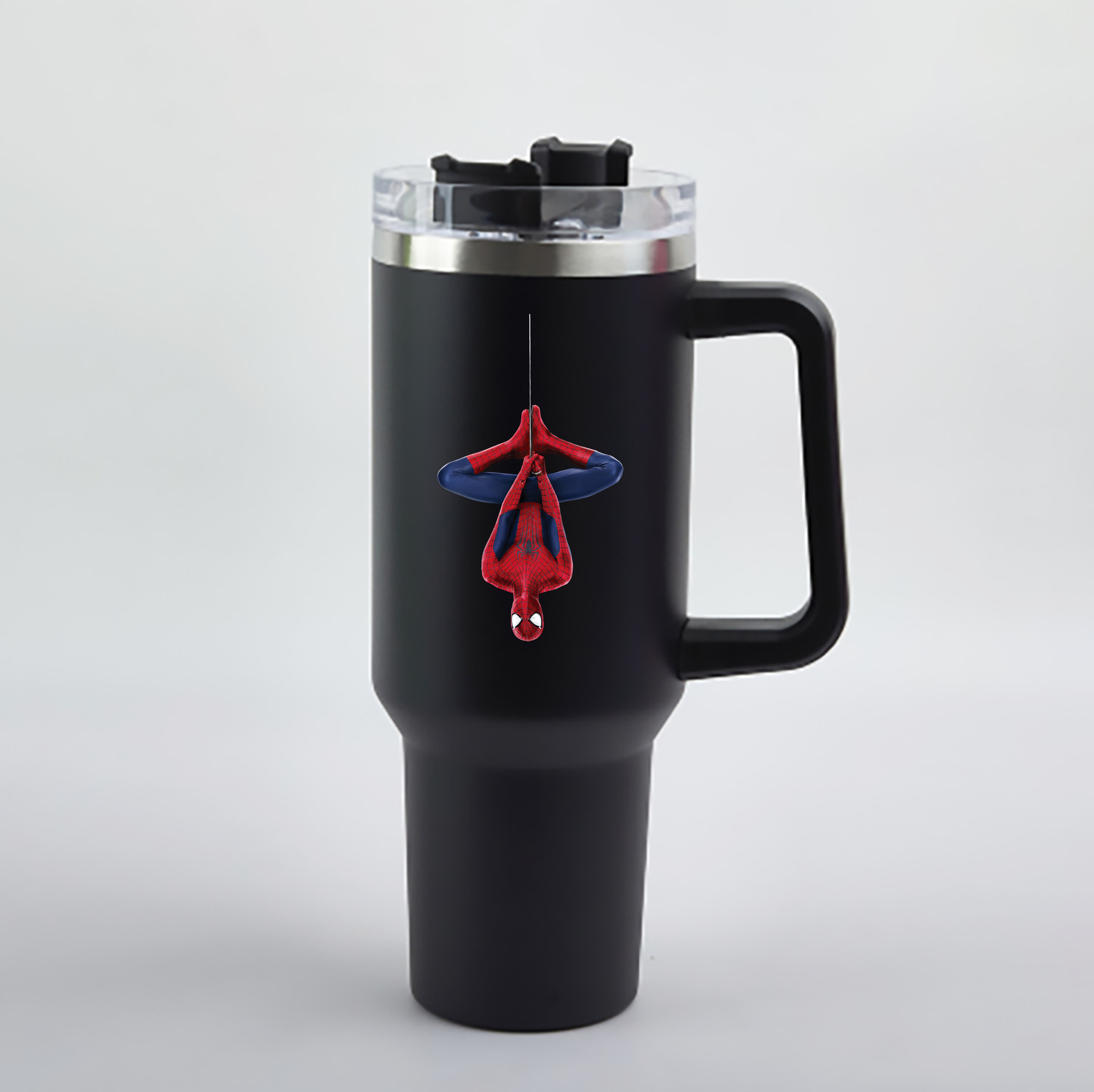 （画像用） Spider Man スパイダーマン 1200mL車用タンブラー - クリスタルステッカー（プラスチックストロー付き）