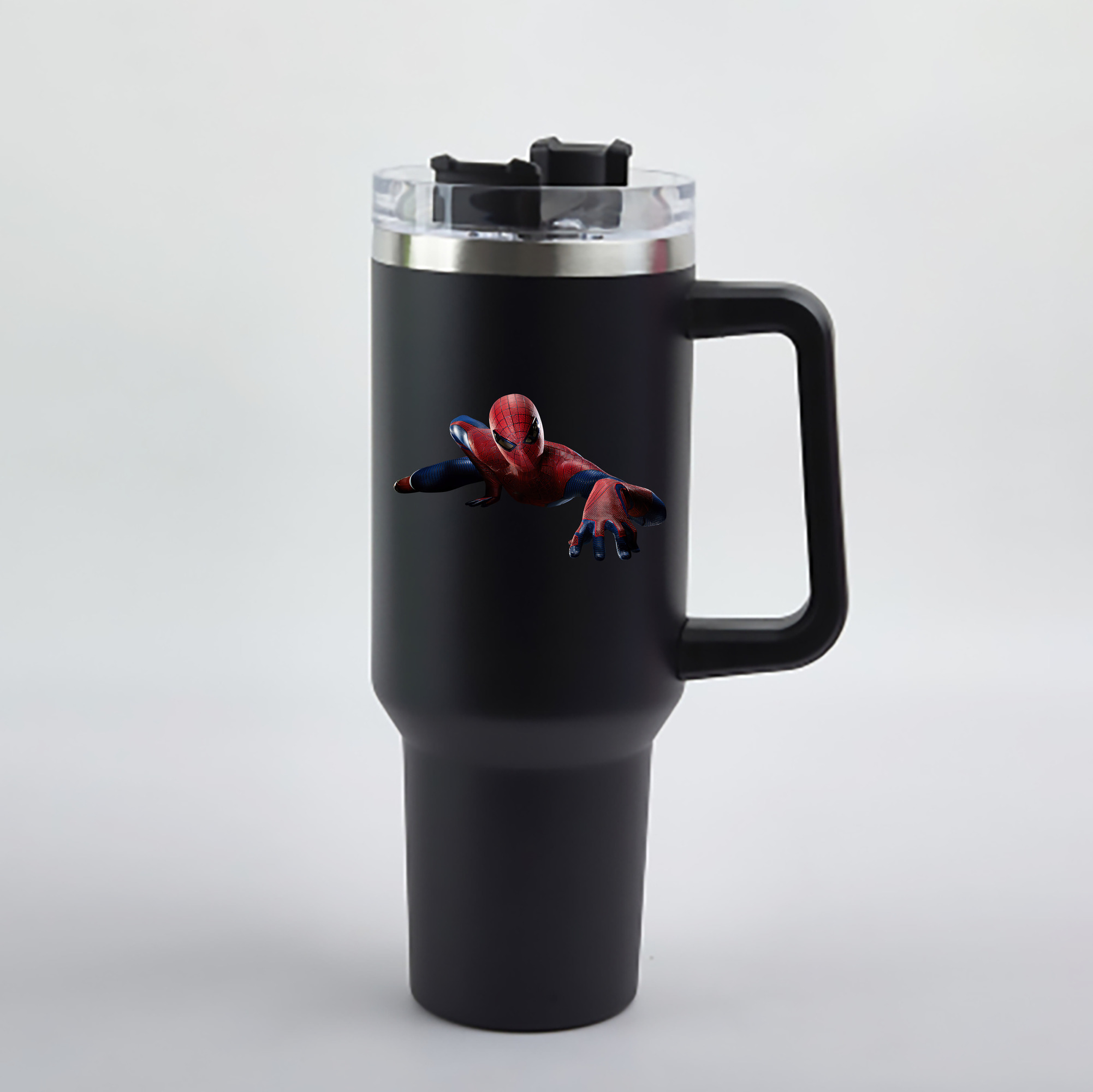 （画像用） Spider Man スパイダーマン 1200mL車用タンブラー - クリスタルステッカー（プラスチックストロー付き）