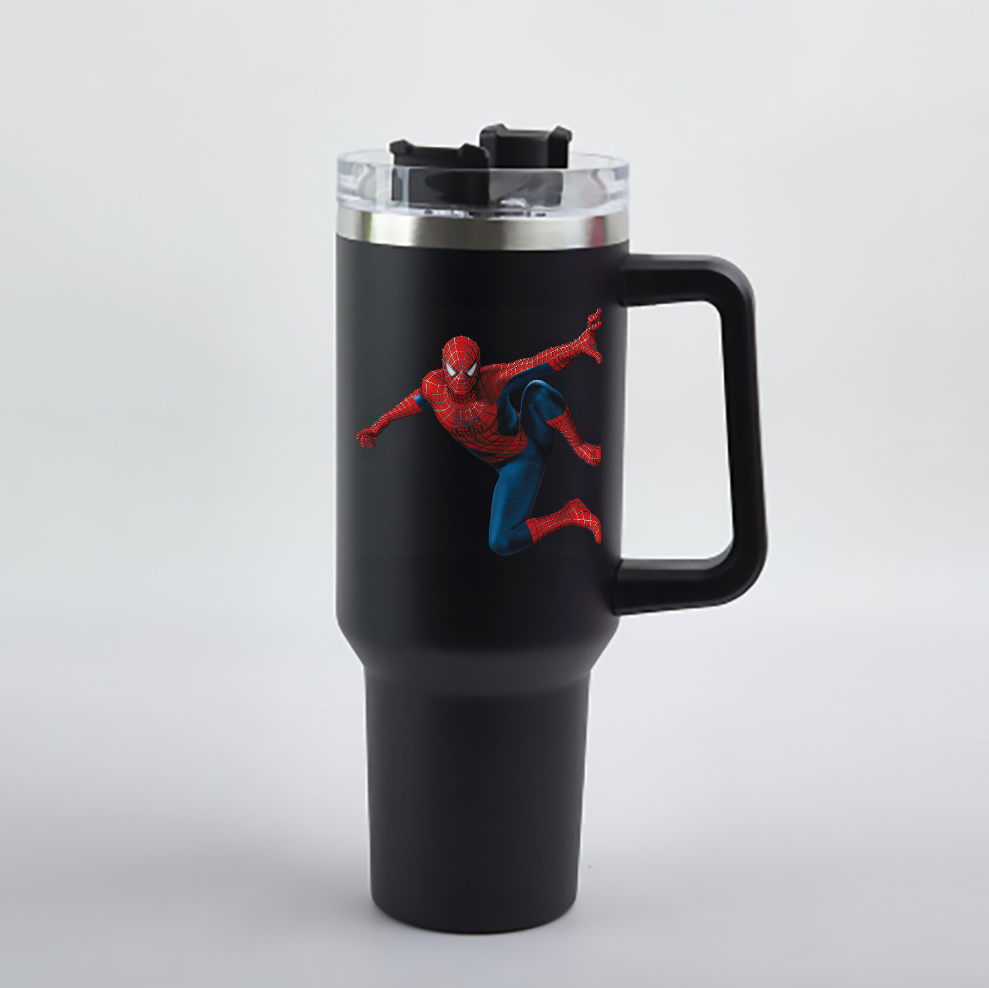 （画像用） Spider Man スパイダーマン 1200mL車用タンブラー - クリスタルステッカー（プラスチックストロー付き）