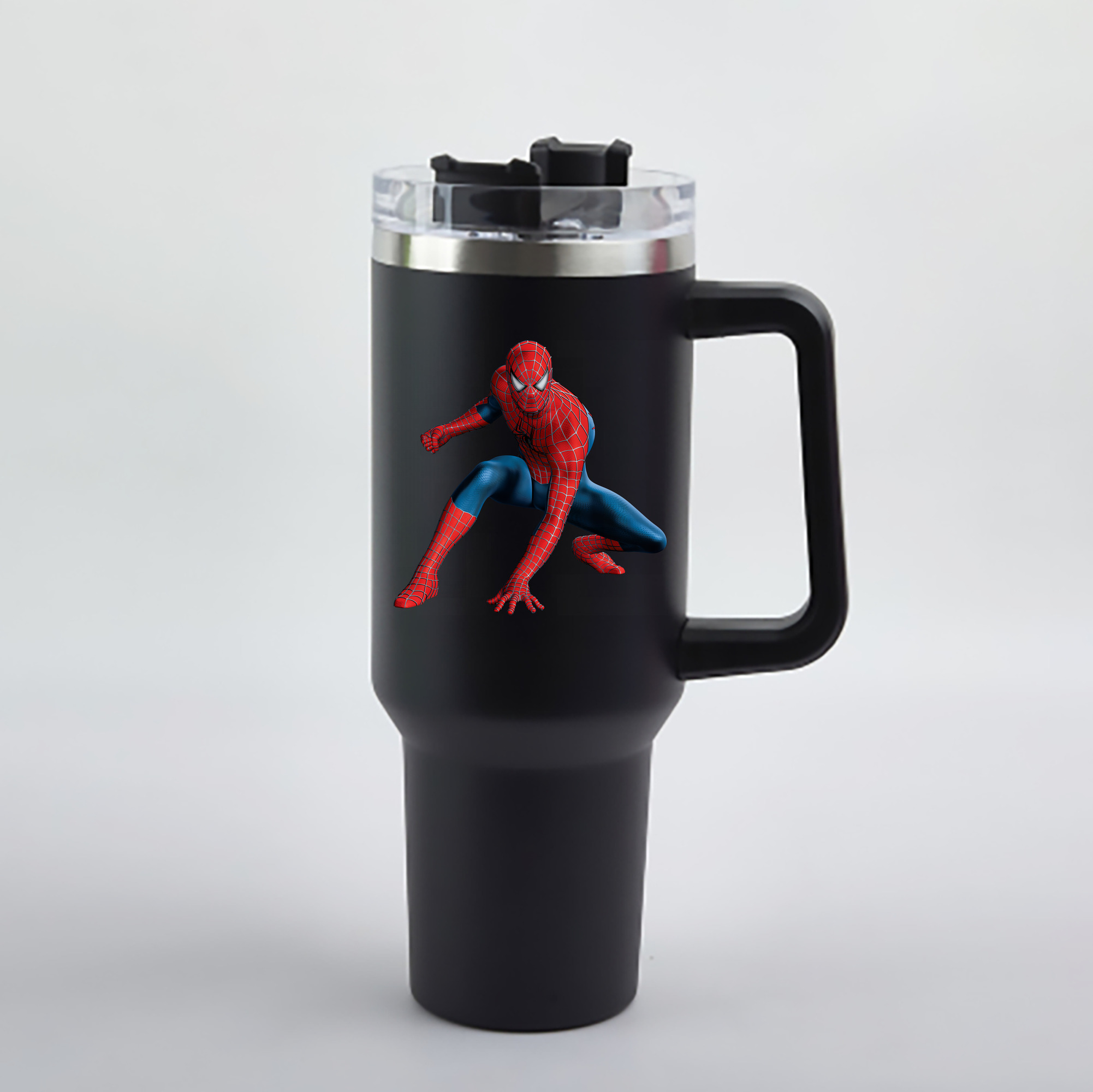 （画像用） Spider Man スパイダーマン 1200mL車用タンブラー - クリスタルステッカー（プラスチックストロー付き）