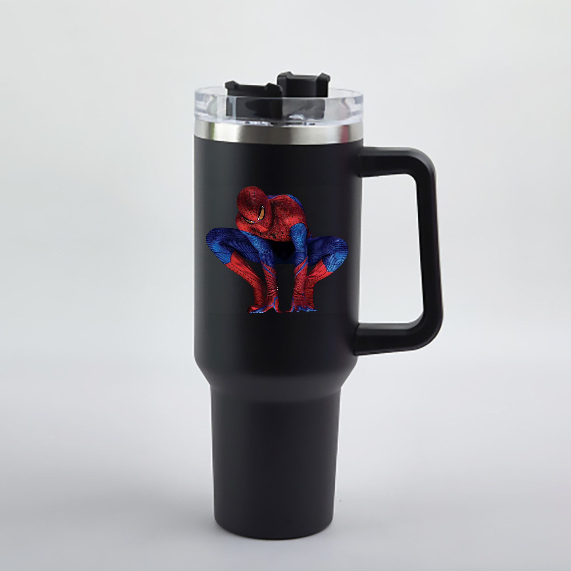 （画像用） Spider Man スパイダーマン 1200mL車用タンブラー - クリスタルステッカー（プラスチックストロー付き）