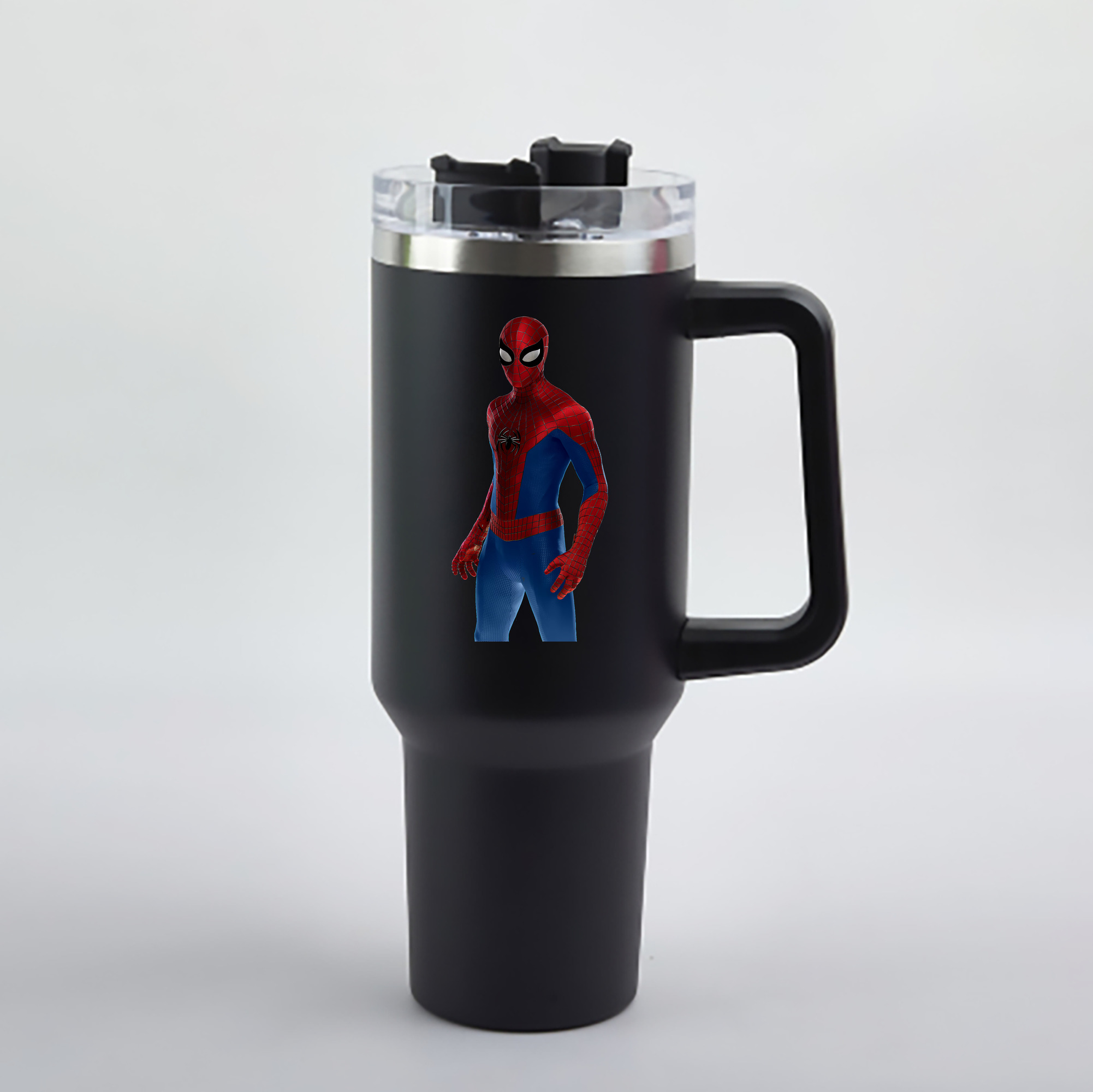 （画像用） Spider Man スパイダーマン 1200mL車用タンブラー - クリスタルステッカー（プラスチックストロー付き）