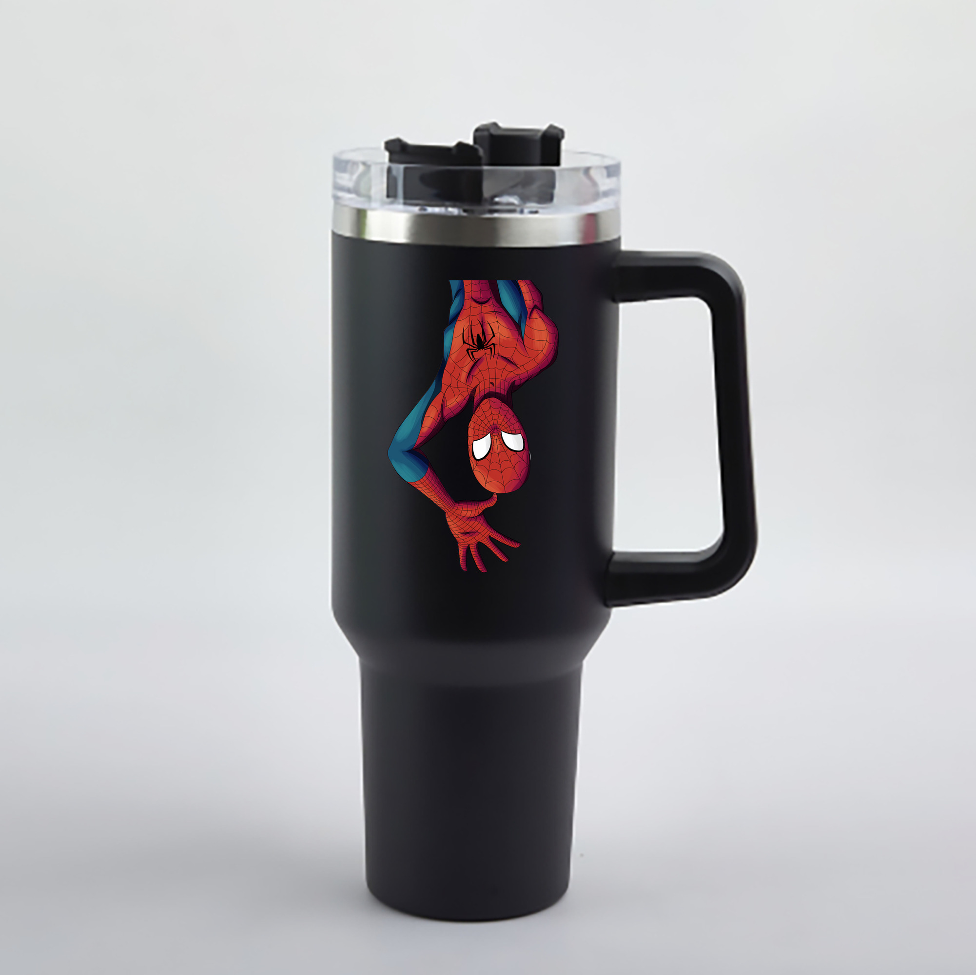 （画像用） Spider Man スパイダーマン 1200mL車用タンブラー - クリスタルステッカー（プラスチックストロー付き）