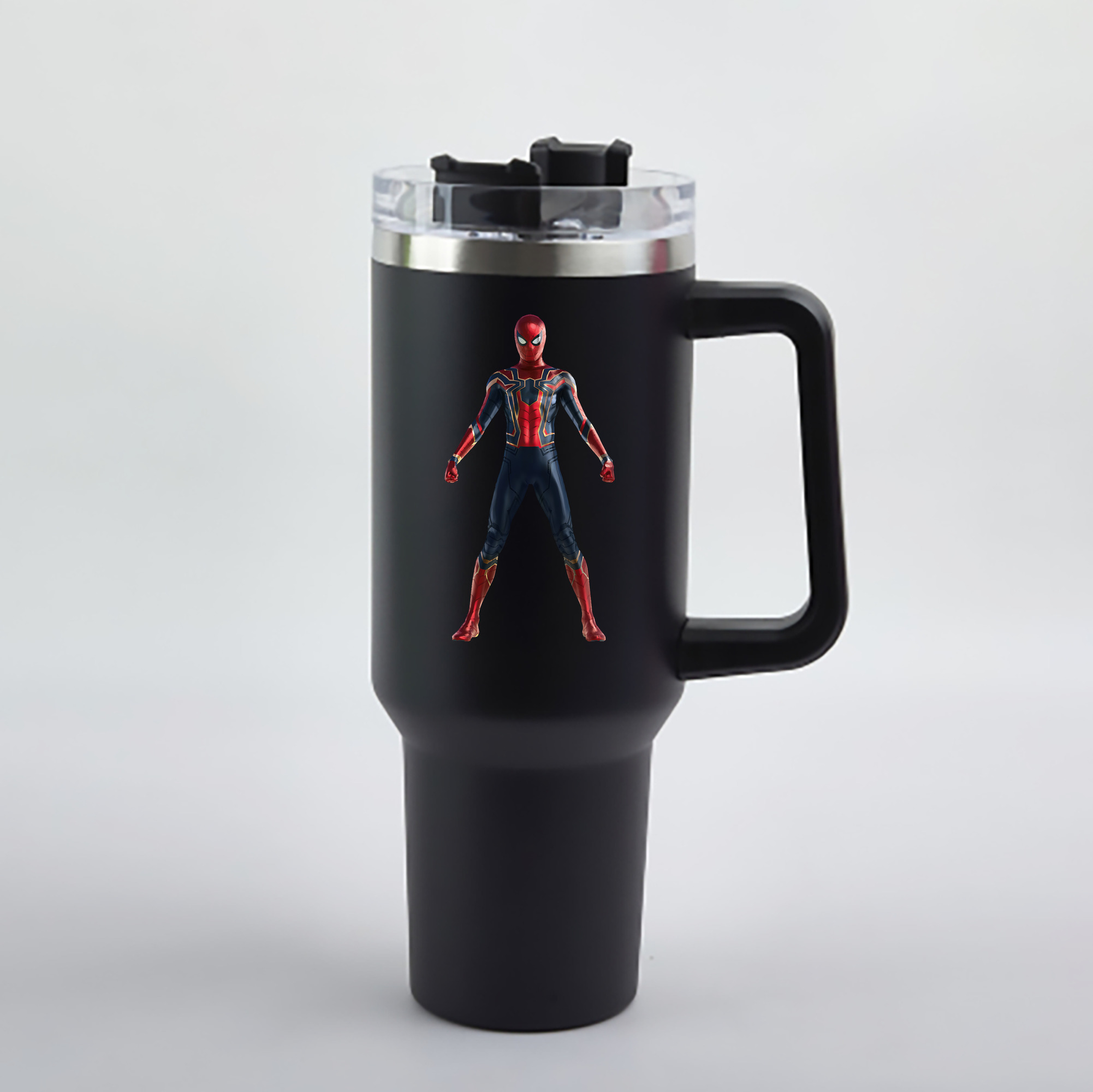 （画像用） Spider Man スパイダーマン 1200mL車用タンブラー - クリスタルステッカー（プラスチックストロー付き）