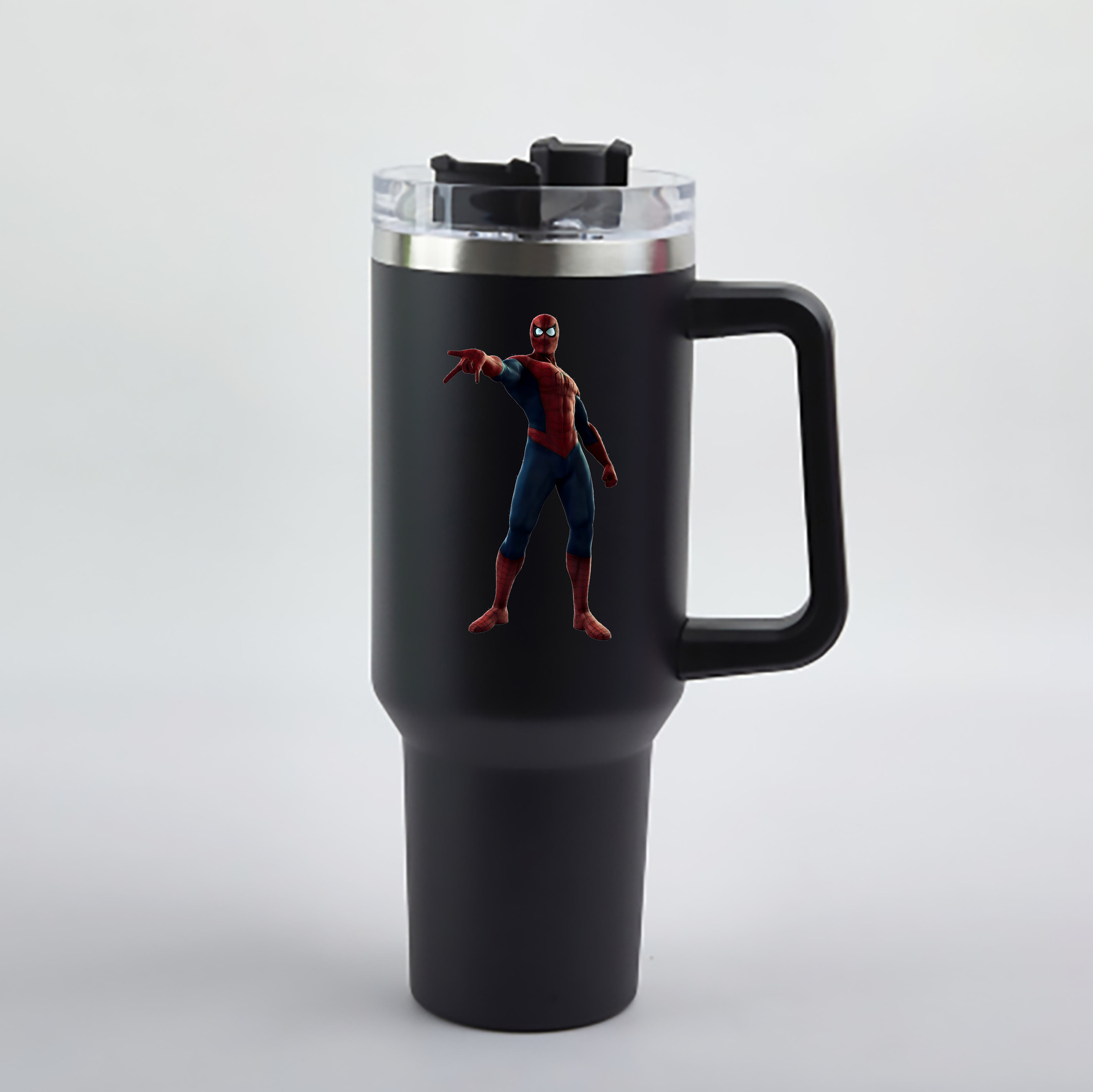 （画像用） Spider Man スパイダーマン 1200mL車用タンブラー - クリスタルステッカー（プラスチックストロー付き）