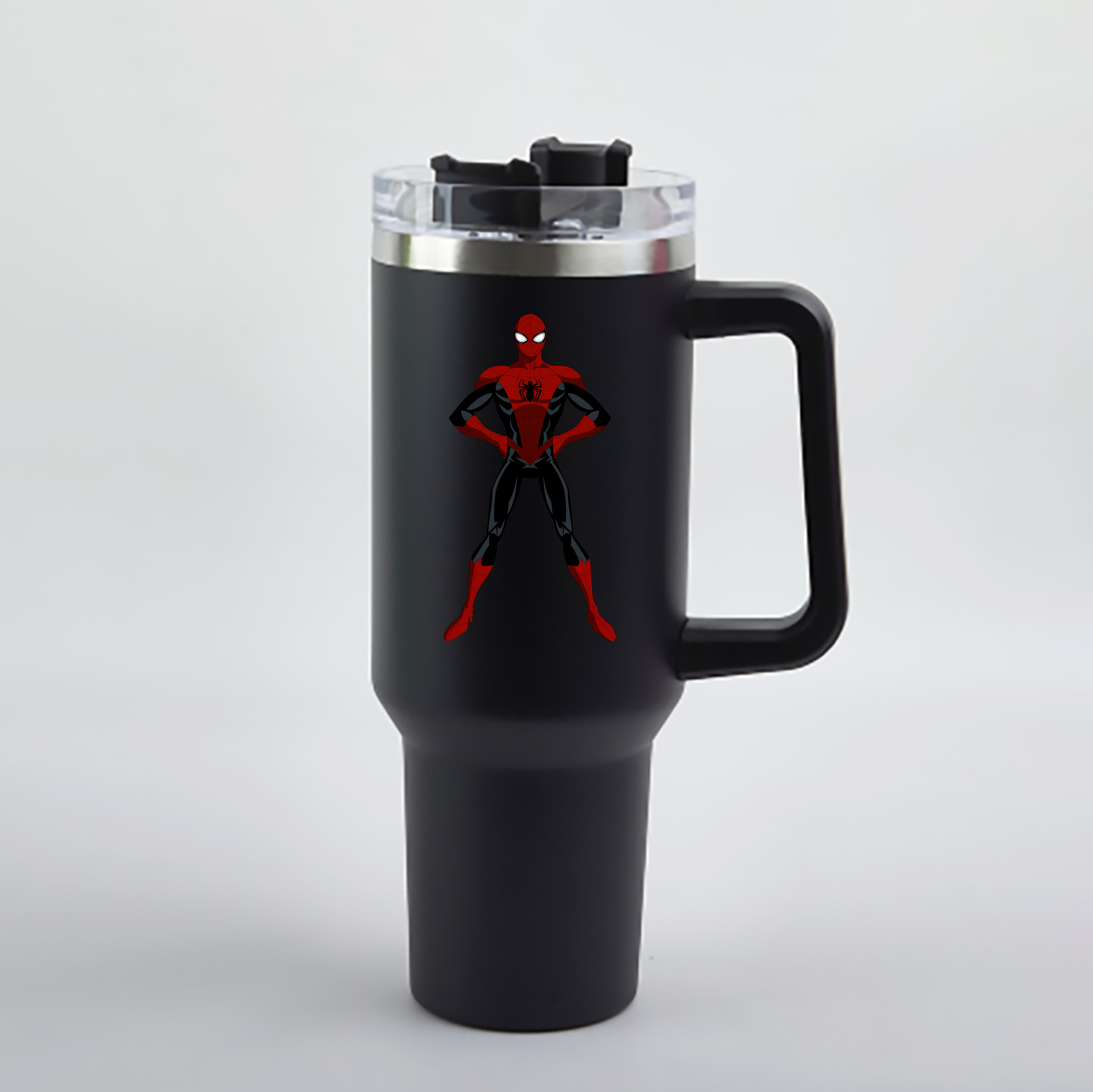（画像用） Spider Man スパイダーマン 1200mL車用タンブラー - クリスタルステッカー（プラスチックストロー付き）