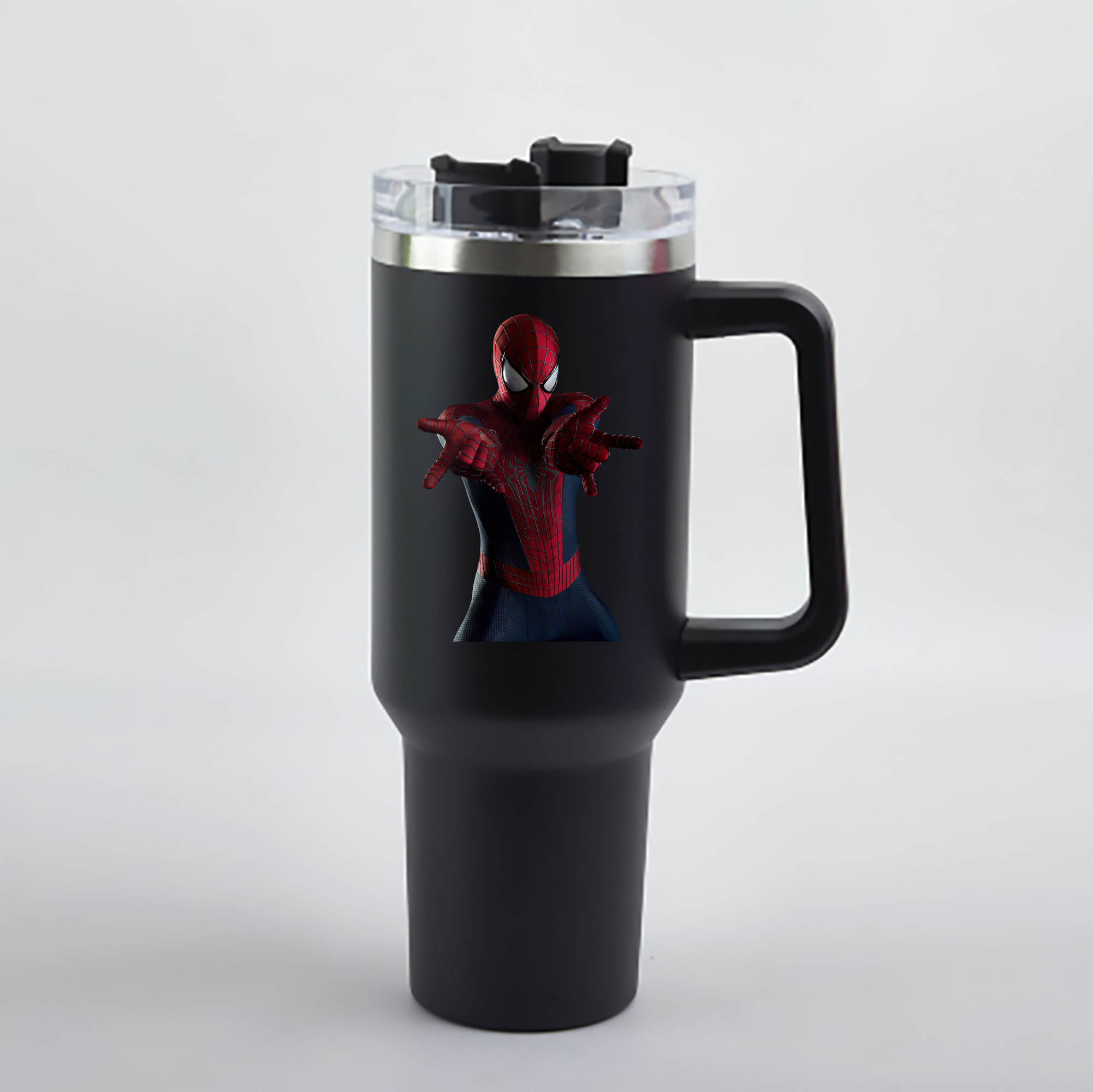 （画像用） Spider Man スパイダーマン 1200mL車用タンブラー - クリスタルステッカー（プラスチックストロー付き）