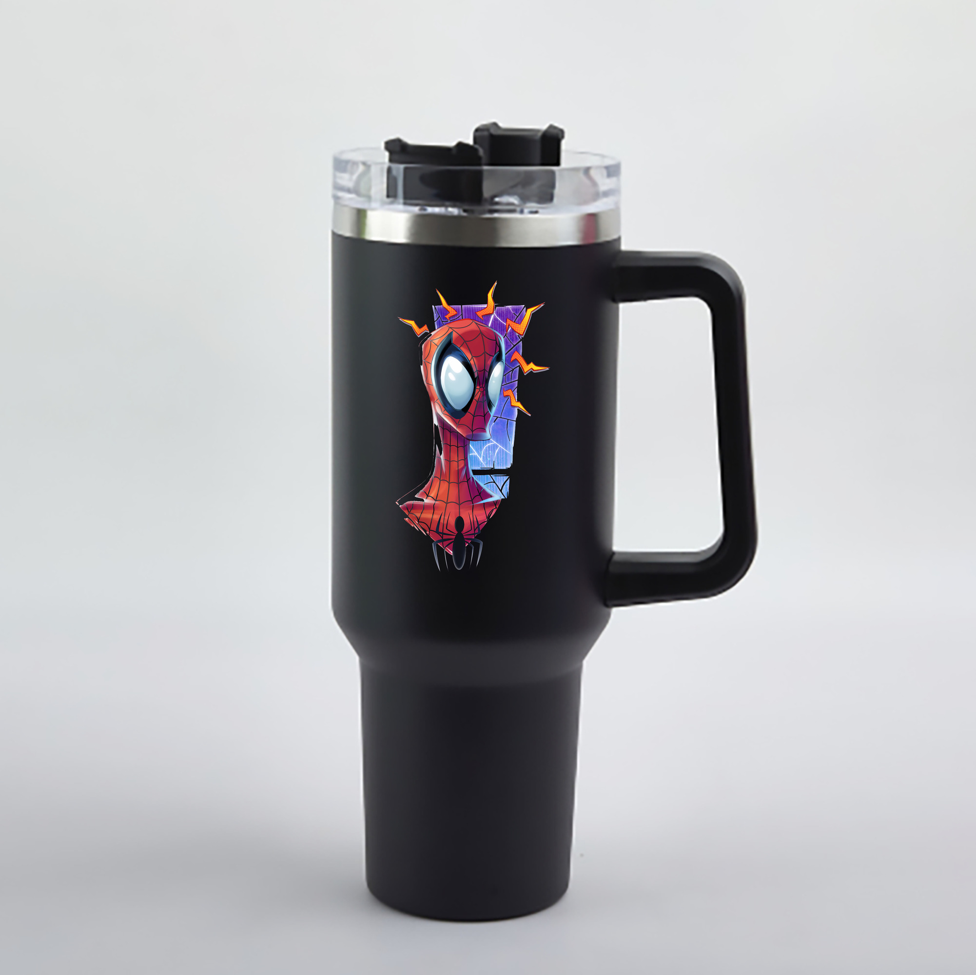 （画像用） Spider Man スパイダーマン 1200mL車用タンブラー - クリスタルステッカー（プラスチックストロー付き）