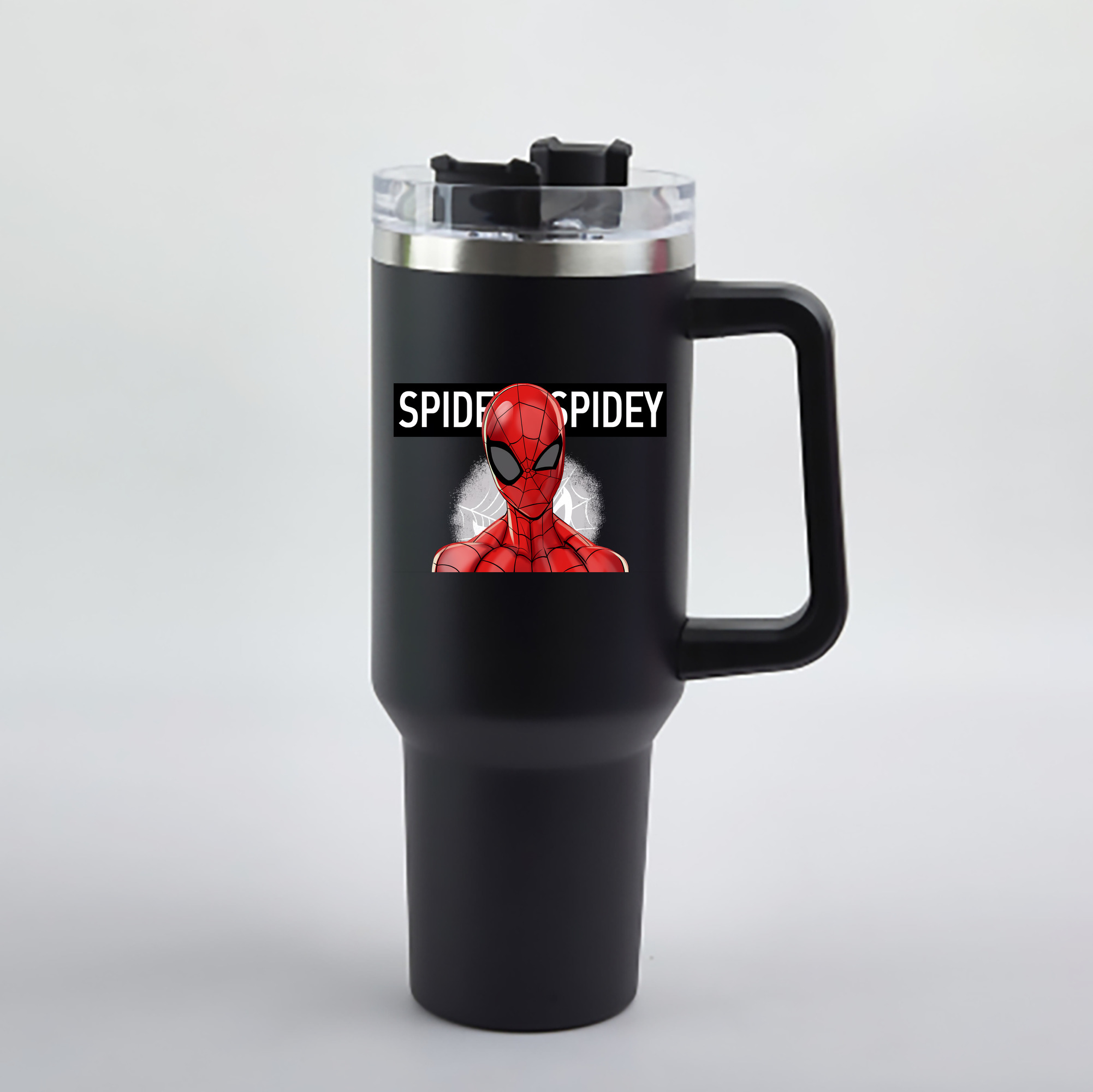 （画像用） Spider Man スパイダーマン 1200mL車用タンブラー - クリスタルステッカー（プラスチックストロー付き）