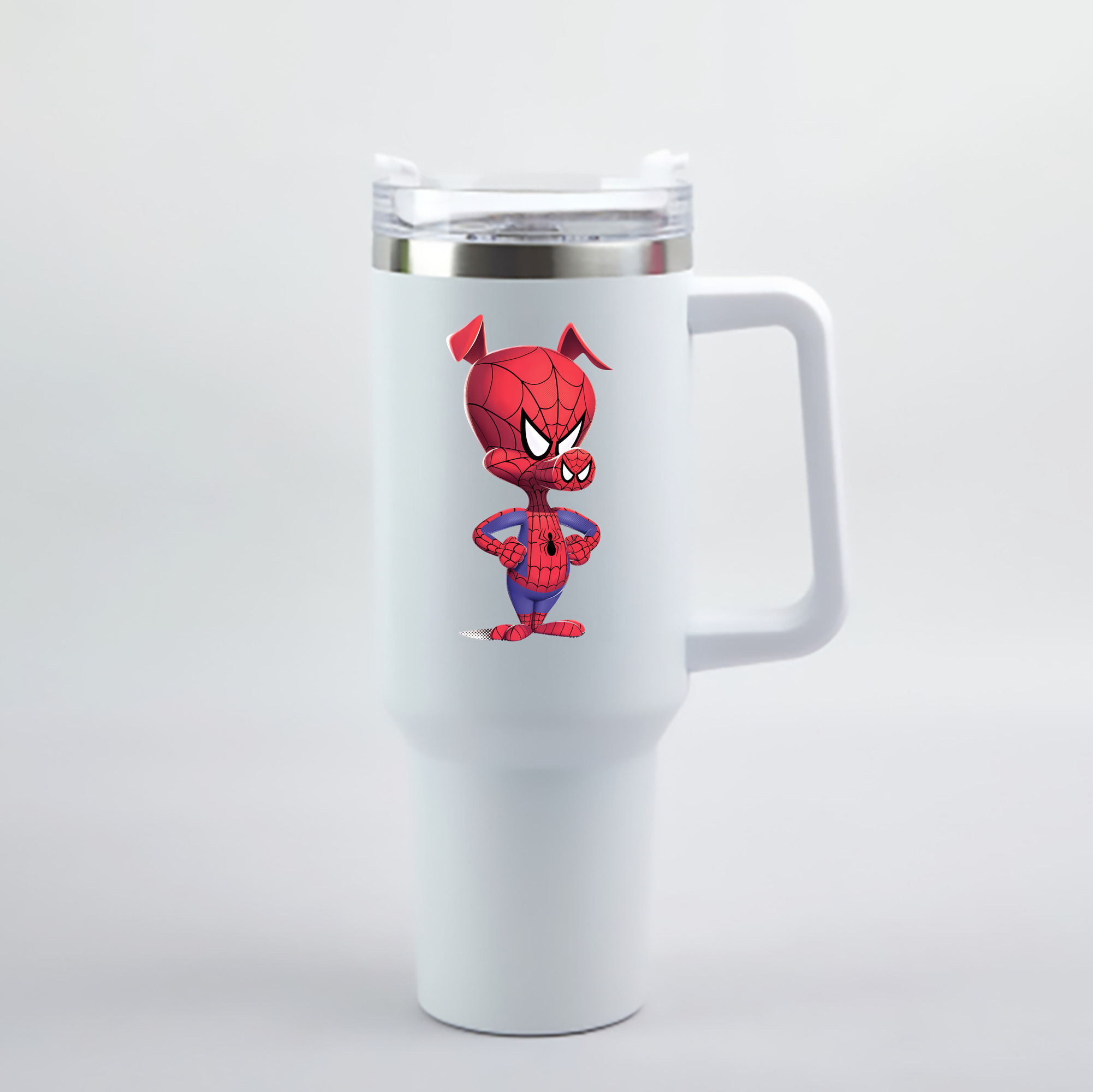 （画像用） Spider Man スパイダーマン 1200mL車用タンブラー - クリスタルステッカー（プラスチックストロー付き）