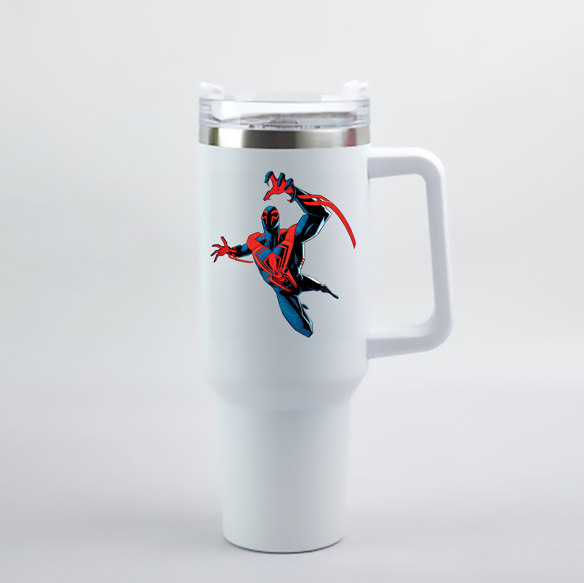 （画像用） Spider Man スパイダーマン 1200mL車用タンブラー - クリスタルステッカー（プラスチックストロー付き）