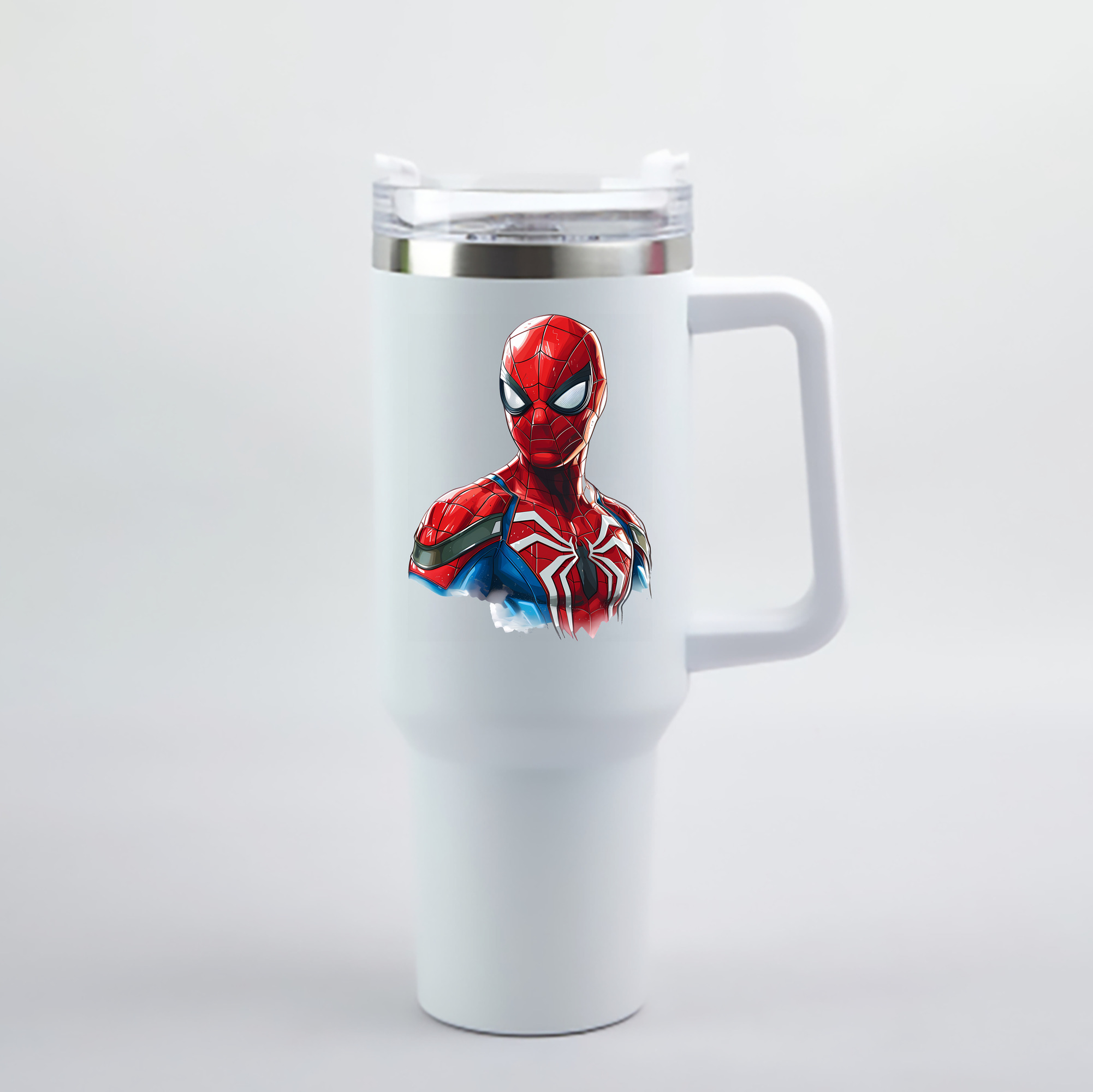 （画像用） Spider Man スパイダーマン 1200mL車用タンブラー - クリスタルステッカー（プラスチックストロー付き）
