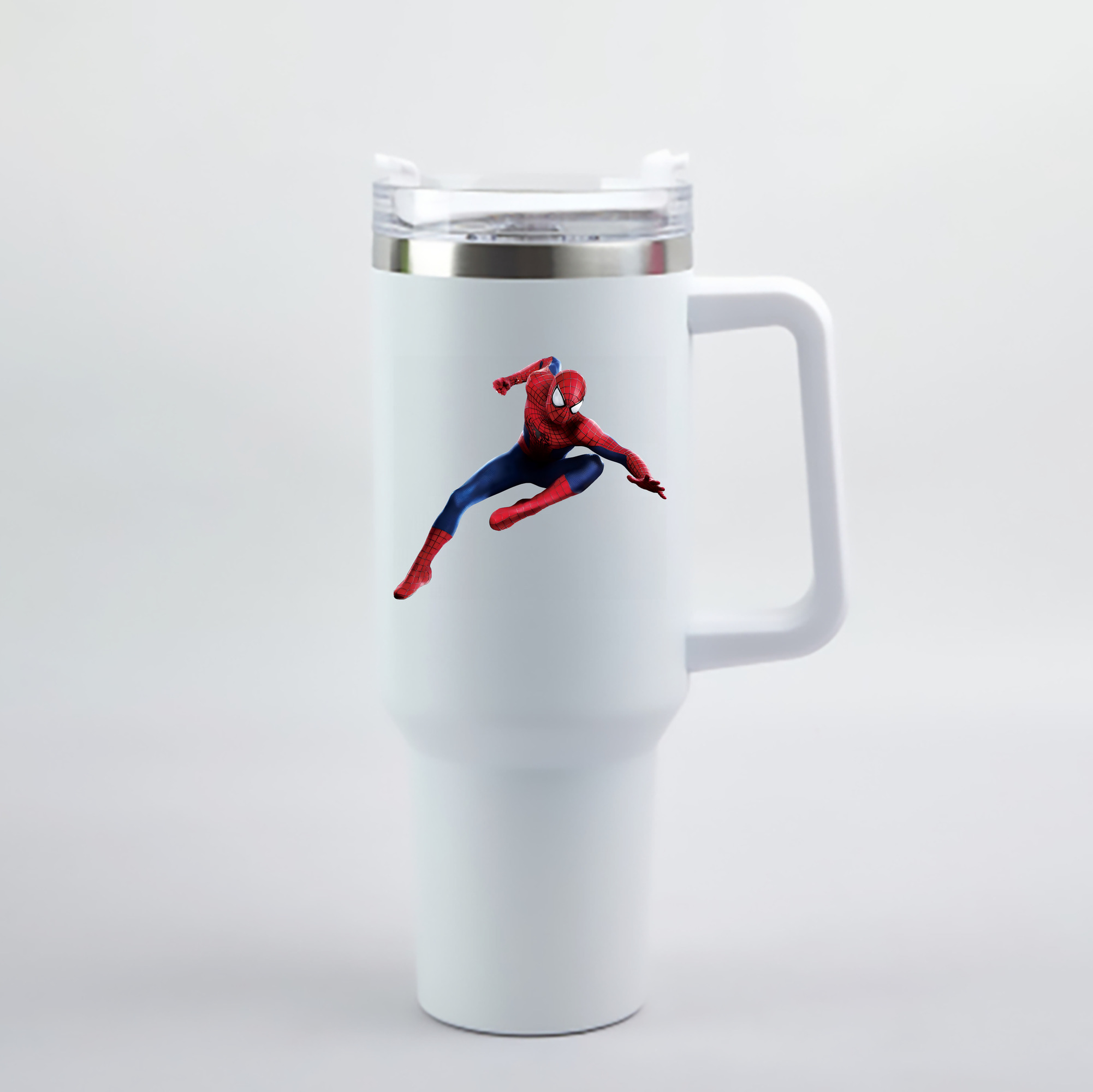 （画像用） Spider Man スパイダーマン 1200mL車用タンブラー - クリスタルステッカー（プラスチックストロー付き）