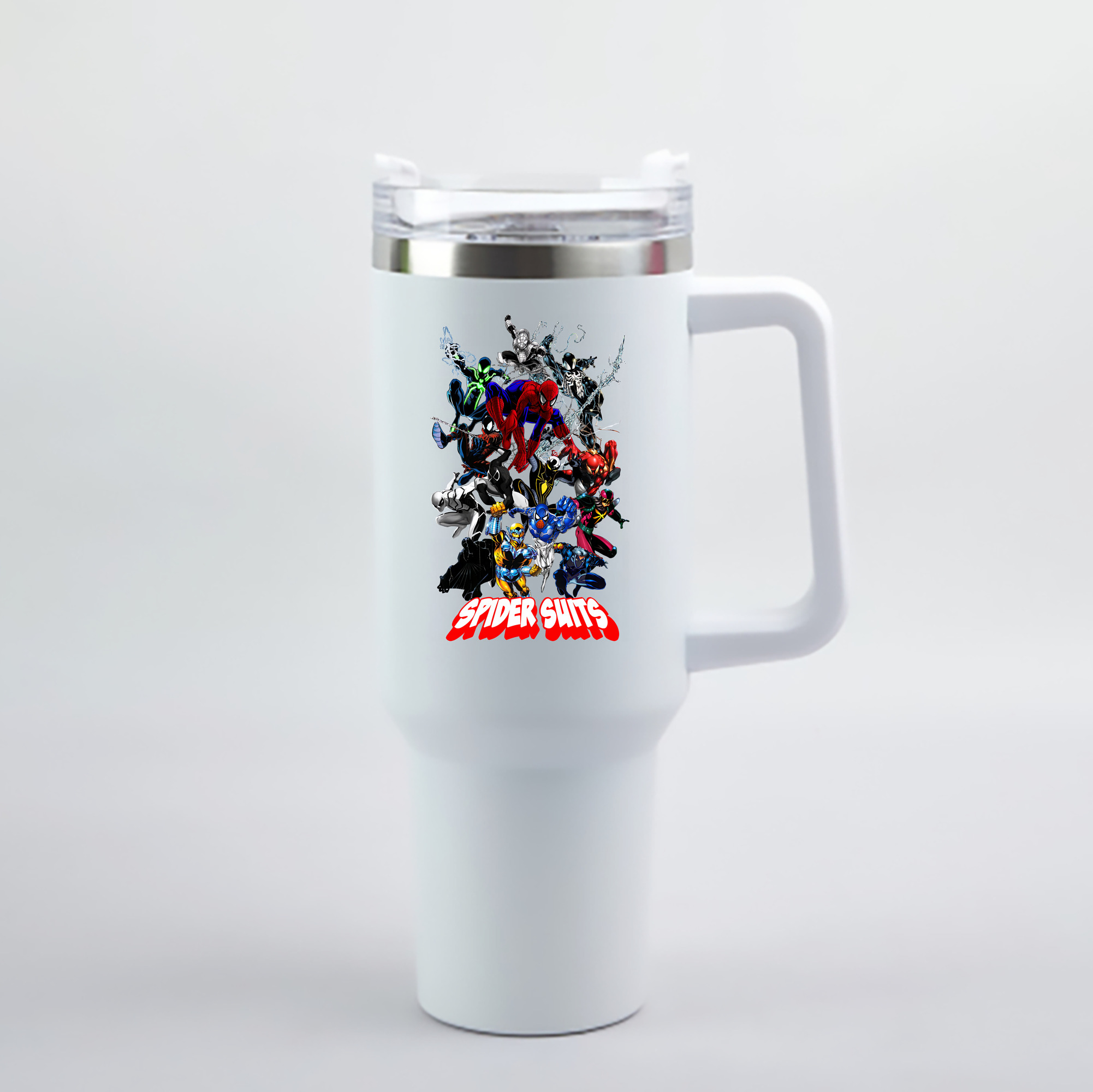 （画像用） Spider Man スパイダーマン 1200mL車用タンブラー - クリスタルステッカー（プラスチックストロー付き）