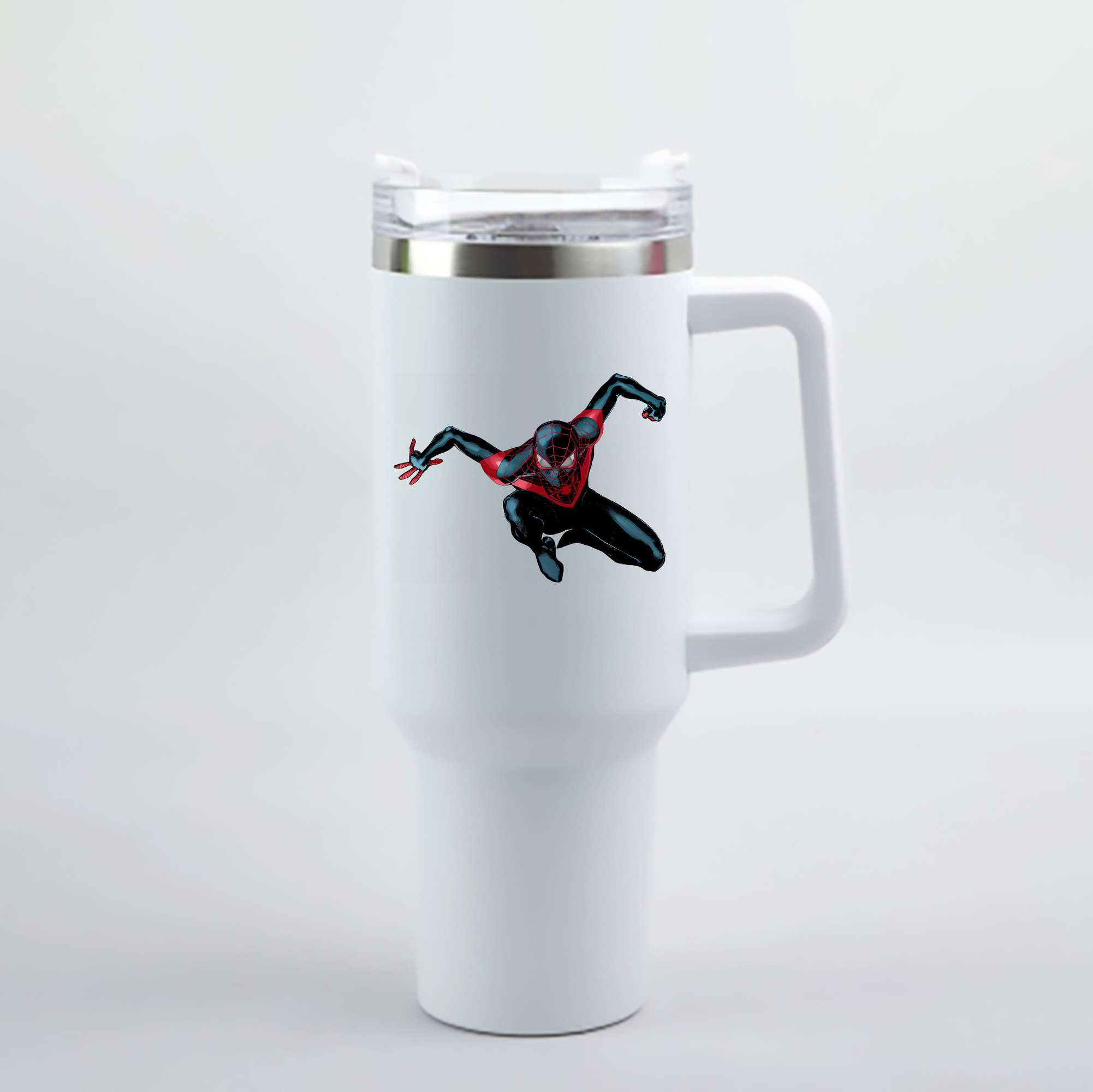 （画像用） Spider Man スパイダーマン 1200mL車用タンブラー - クリスタルステッカー（プラスチックストロー付き）