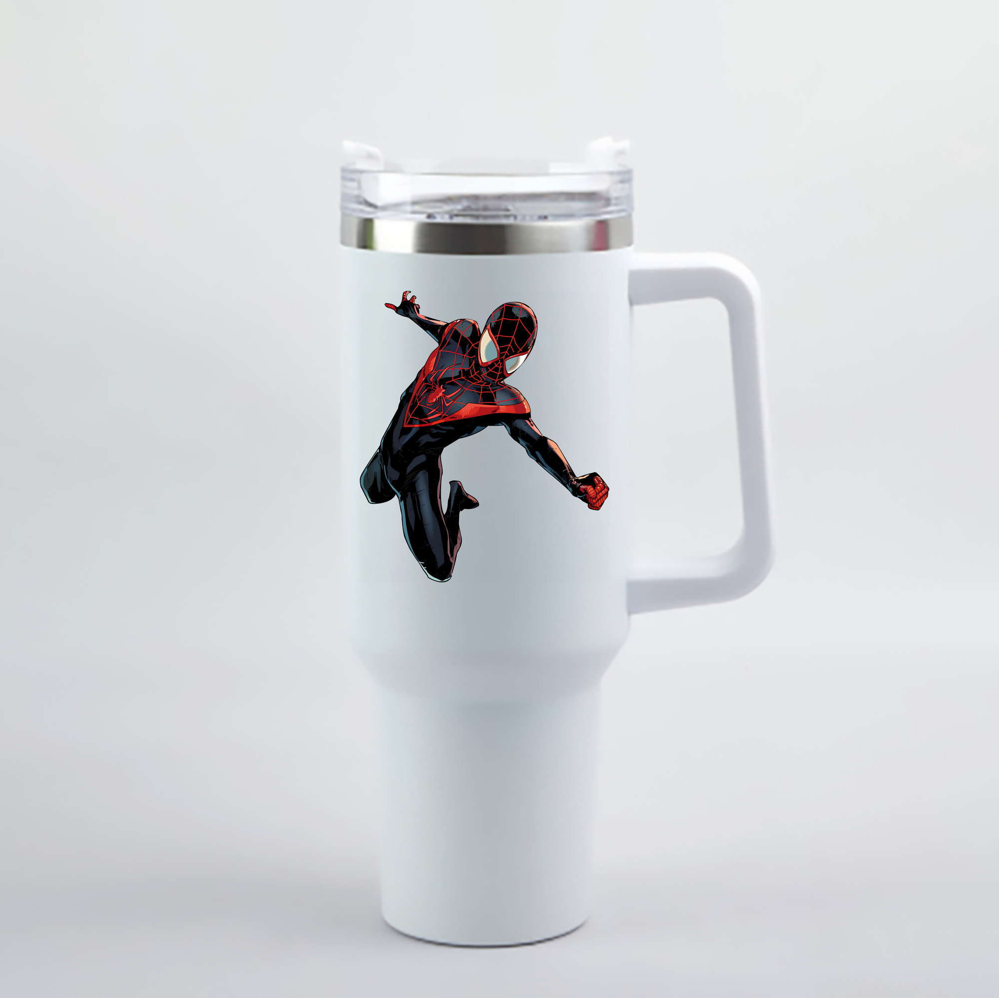 （画像用） Spider Man スパイダーマン 1200mL車用タンブラー - クリスタルステッカー（プラスチックストロー付き）