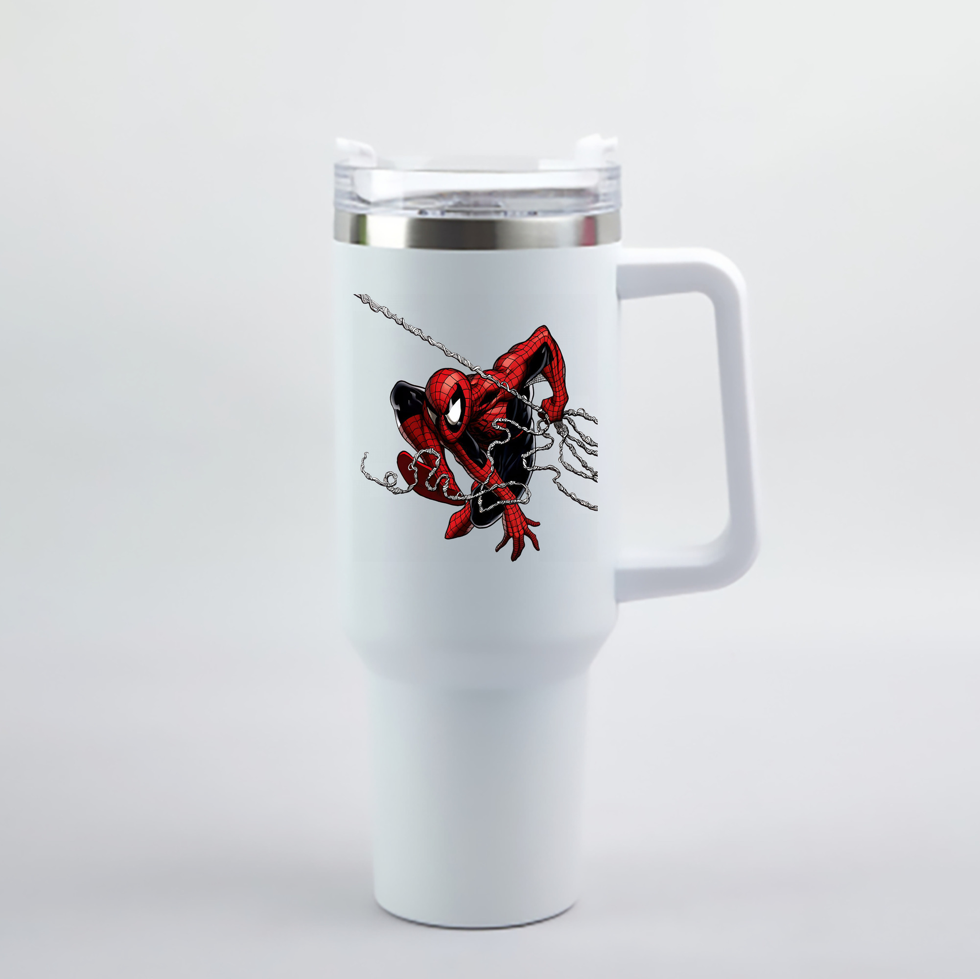 （画像用） Spider Man スパイダーマン 1200mL車用タンブラー - クリスタルステッカー（プラスチックストロー付き）