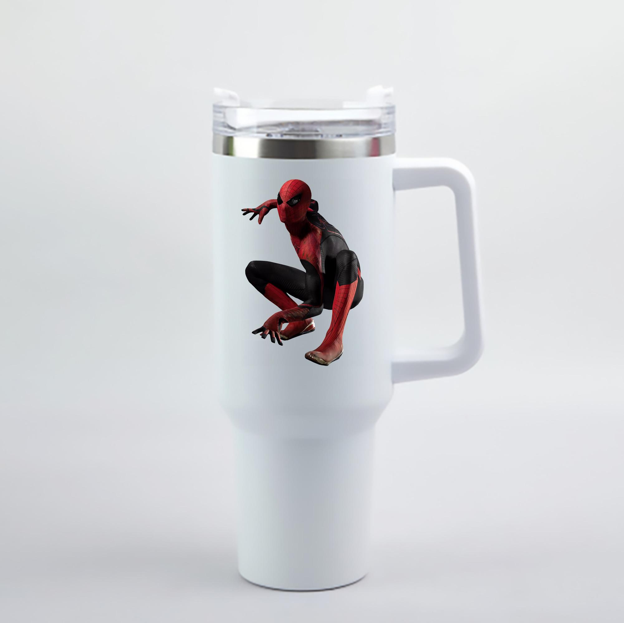（画像用） Spider Man スパイダーマン 1200mL車用タンブラー - クリスタルステッカー（プラスチックストロー付き）